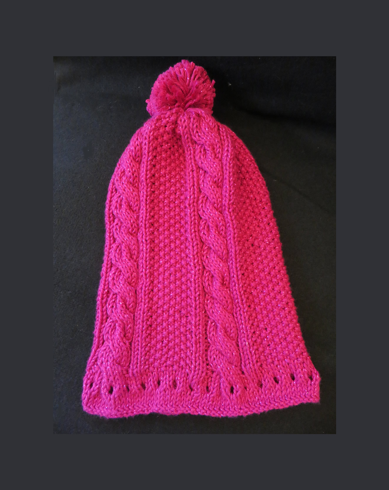 Knitting Pattern Bobble Hat Hand Knitted Pink Sparkle Bobble Hat
