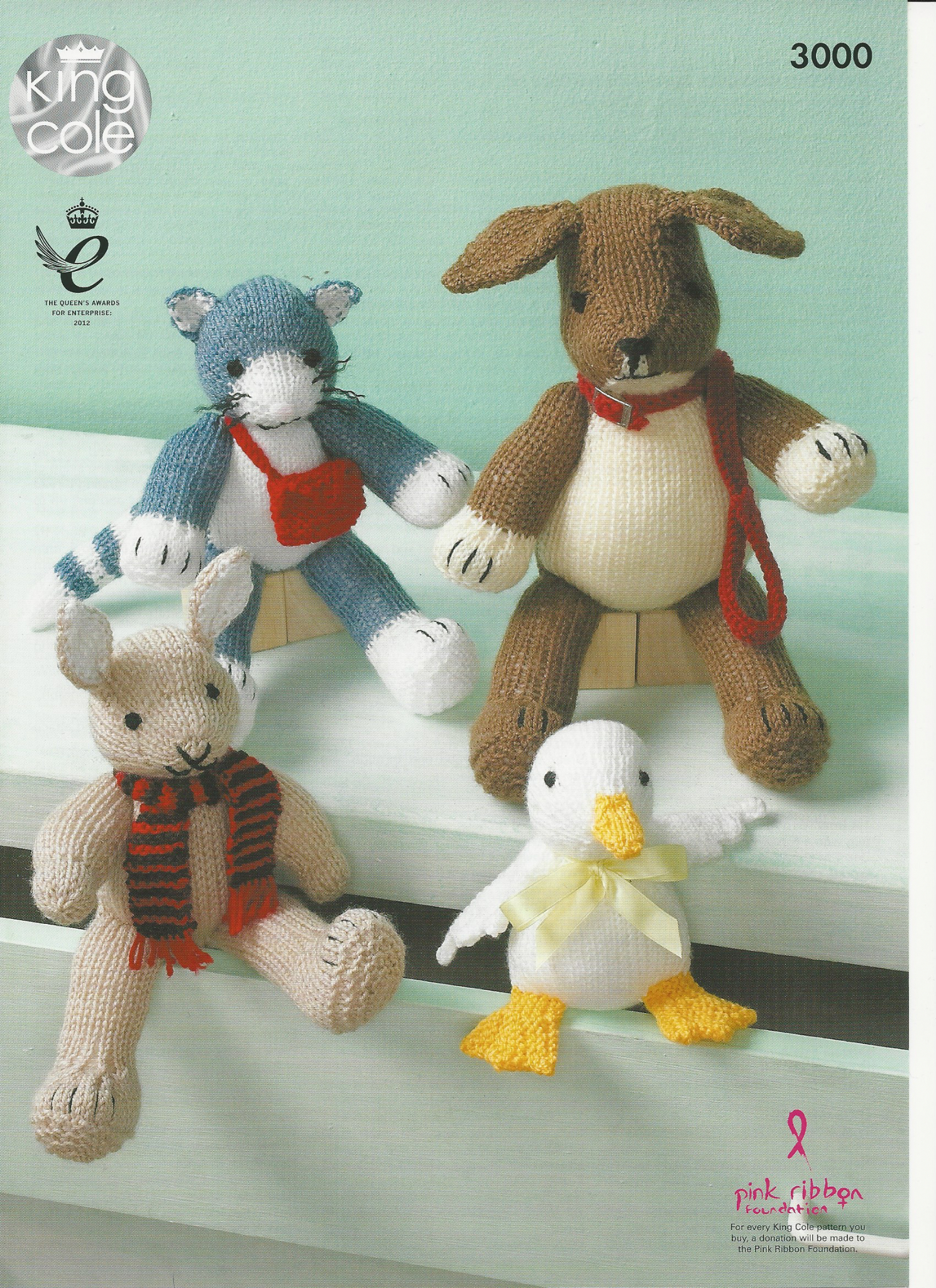 Knitting Pattern Dog King Cole Rabbit Duck Cat And Dog Toy Knitting Pattern In Aran And Dk 3000