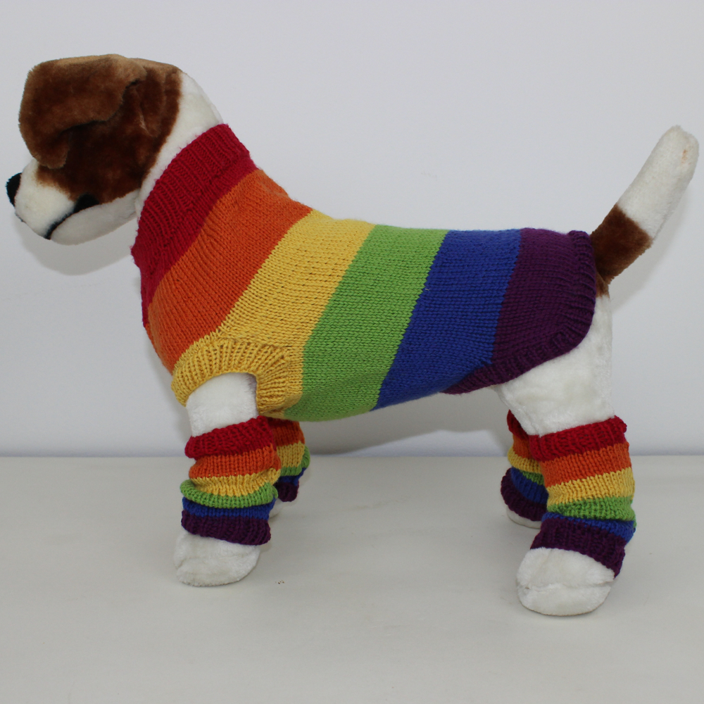 Knitting Pattern Dog Rainbow Dog Coat And Legwarmers Circular Knitting Pattern