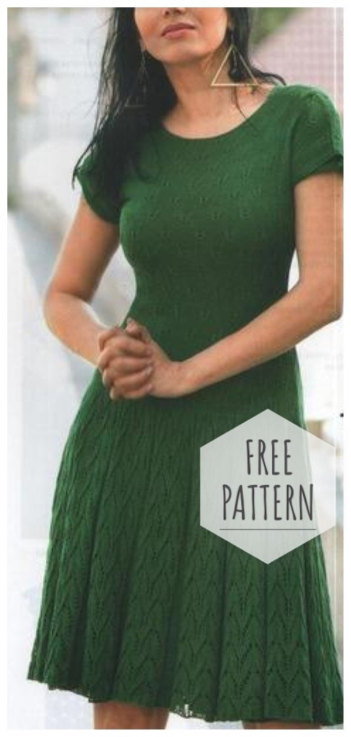 Knitting Pattern Dress Green Dress Knitting Pattern Butterfly