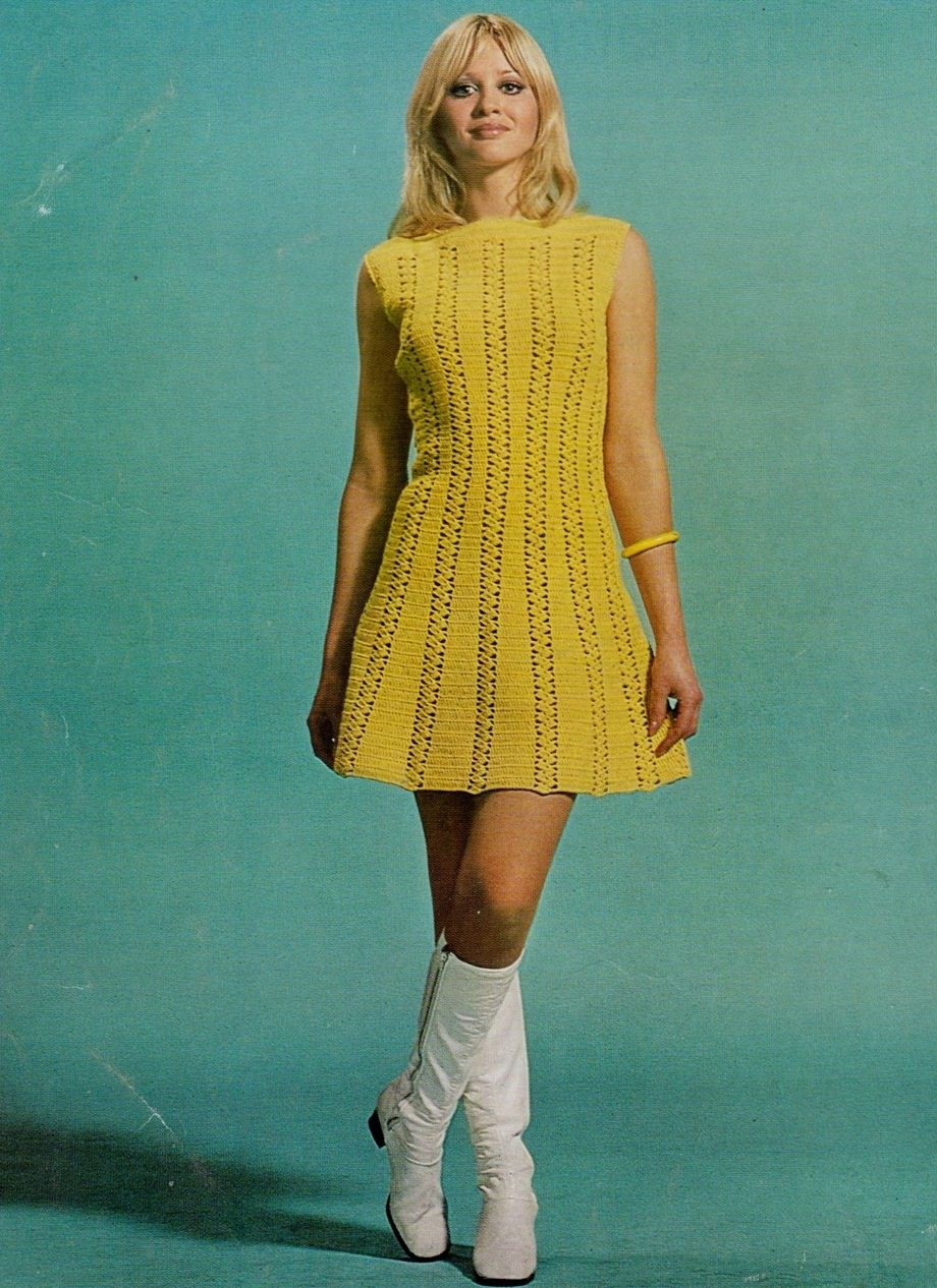 Knitting Pattern Dress Pdf Digital Vintage Knitting Pattern Ladies Girls Sixties Sleeveless Mod Mini Dress 34 38
