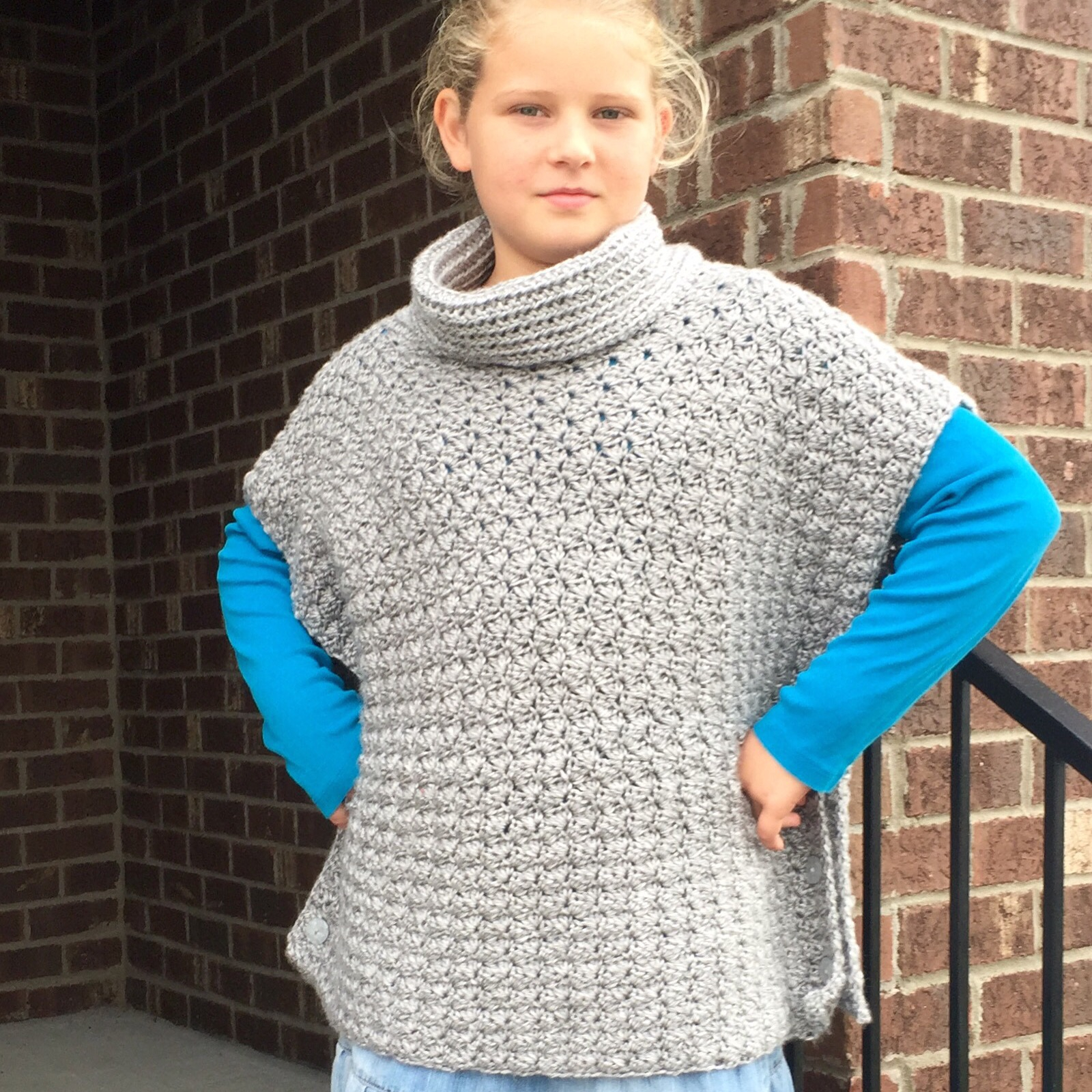 Knitting Pattern For Childs Poncho Crochet Pattern Fiona Poncho With Cowl For Babies Girls Teen Women