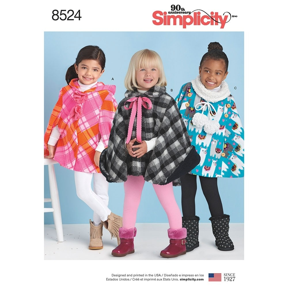 Knitting Pattern For Childs Poncho Girls Poncho Simplicity Sewing Pattern 8524 Size S L