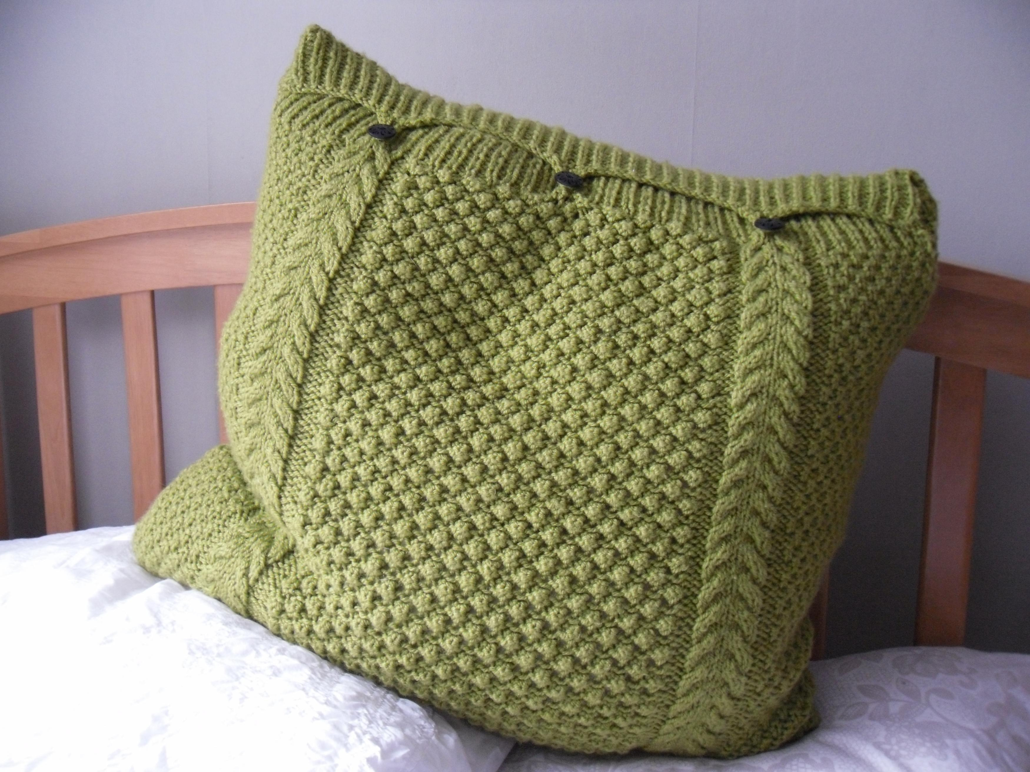Knitting Pattern For Cushion Cover With Cables Large Lime Green Pillow Cushion Cover Hand Knitted Cable Bobbles 3 Button Fastening