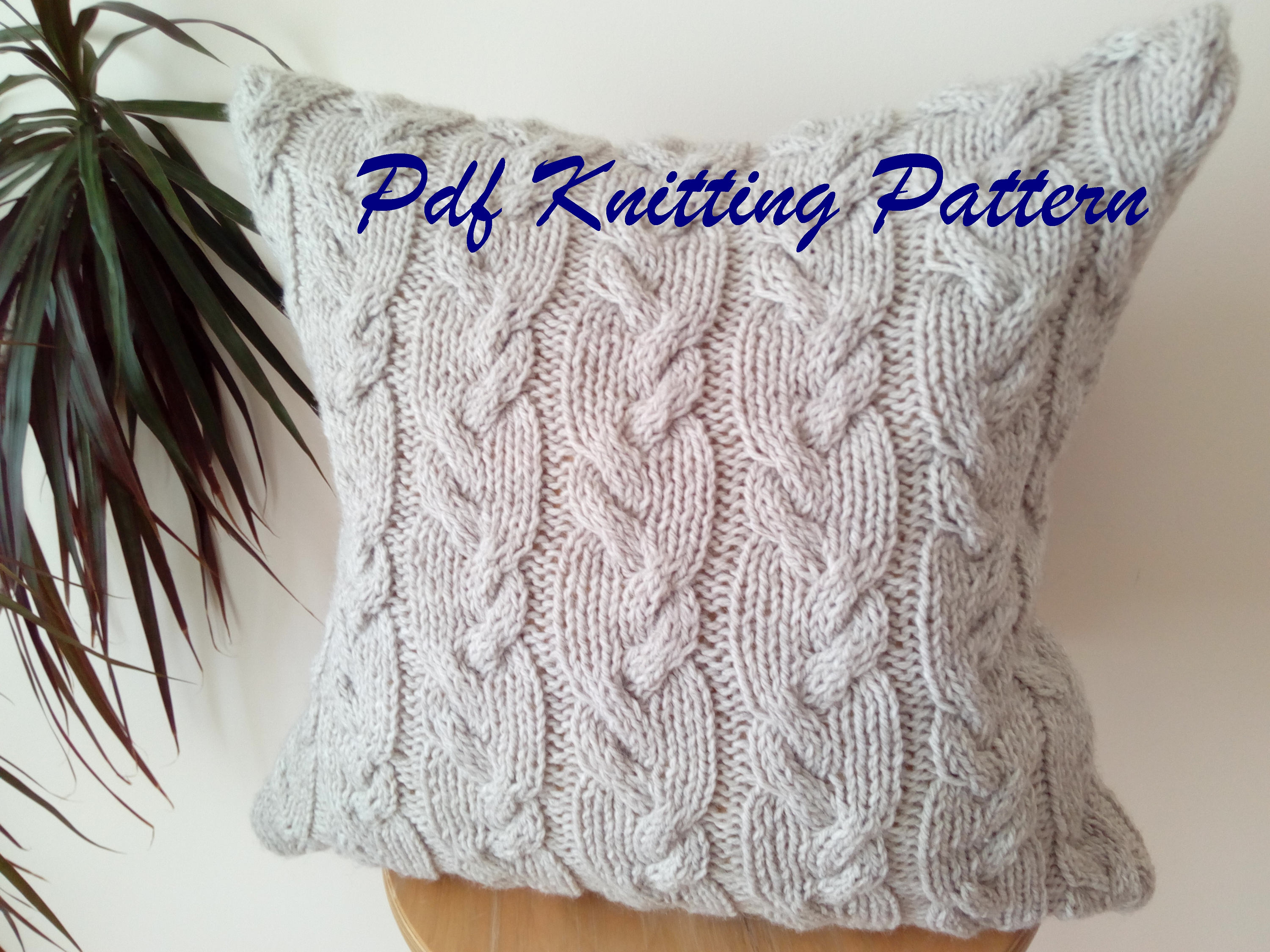 Knitting Pattern For Cushion Cover With Cables Pdf Knitting Pattern Cable Knit Aran Pillow Cushion Cover Wavy Cables 18 X 18 Button
