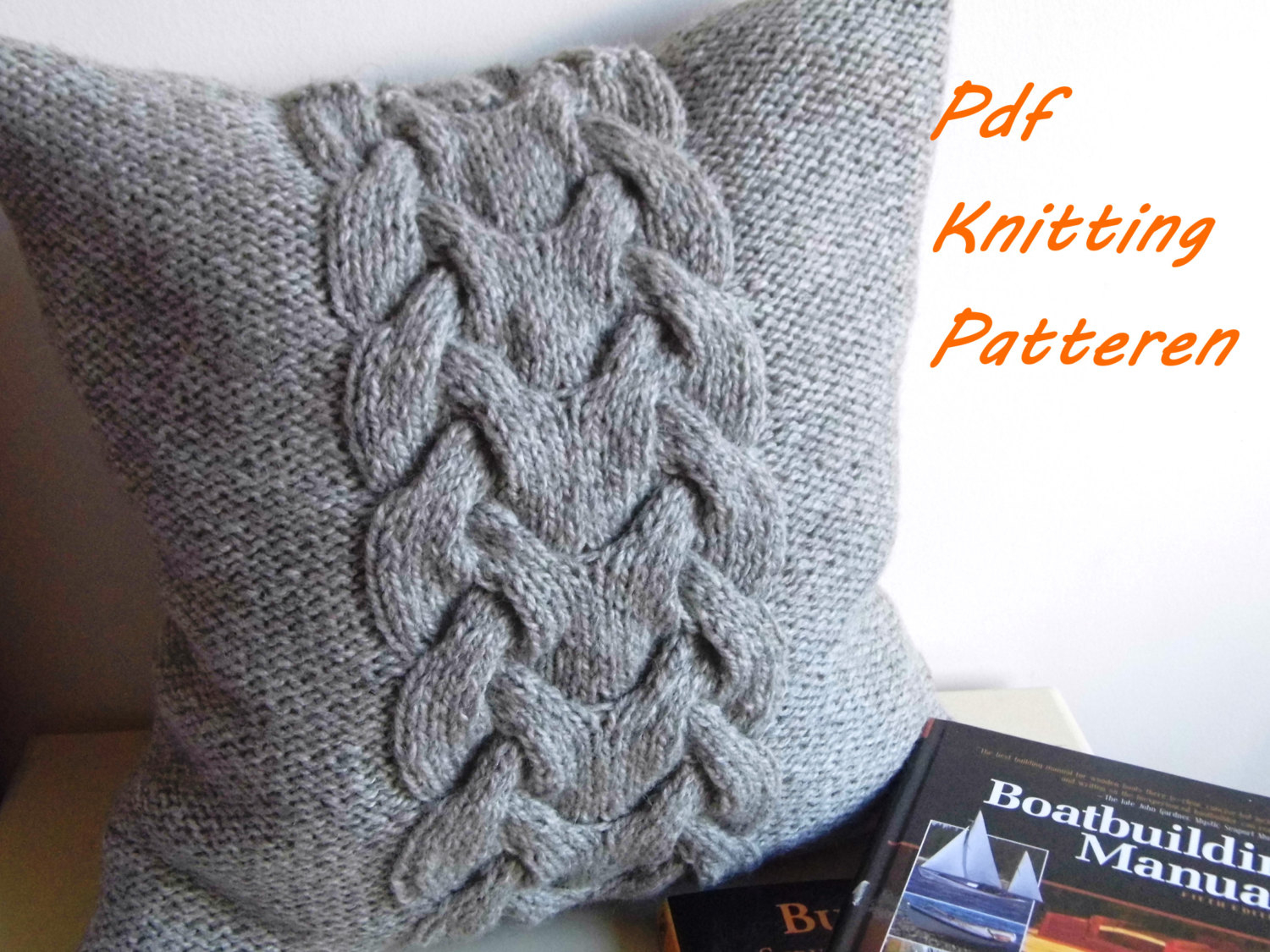 Knitting Pattern For Cushion Cover With Cables Pdf Knitting Pattern Cable Knit Pillow Cover Backbone 16 X 16 Button