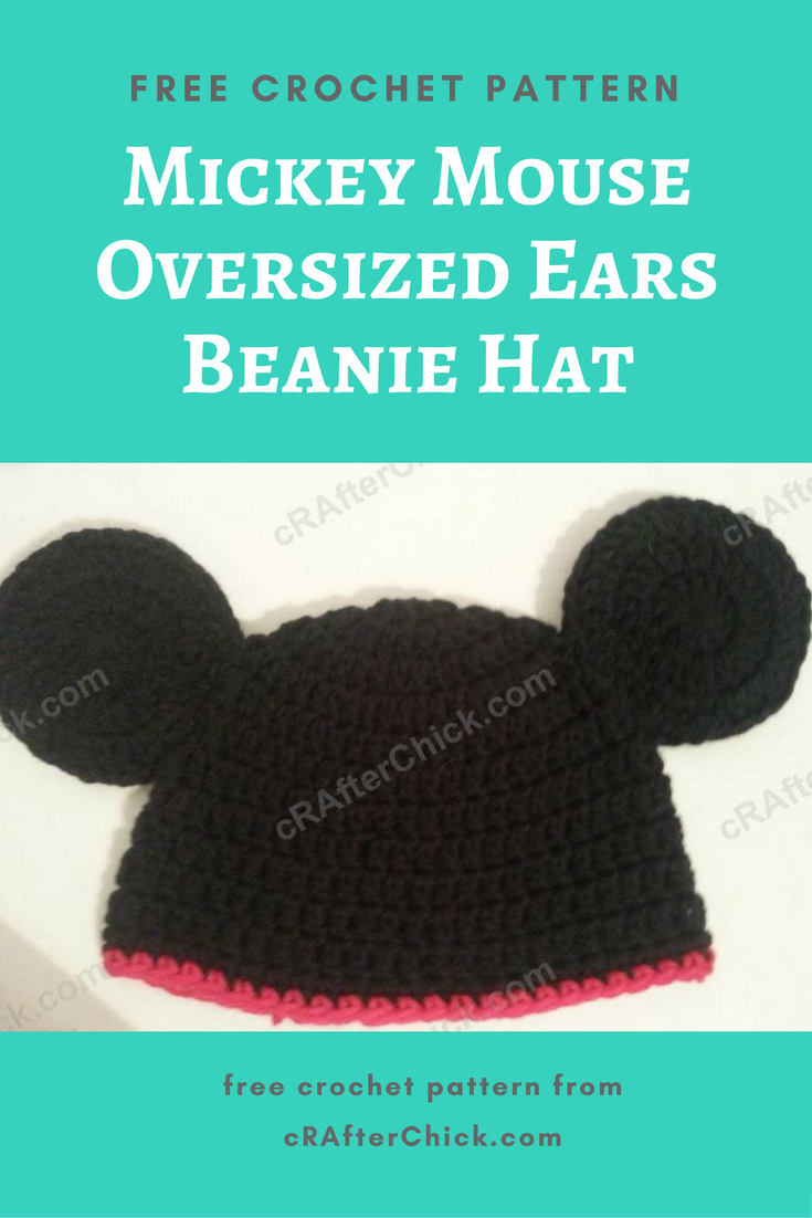 Knitting Pattern For Mickey Mouse Hat Mickey Mouse Oversized Ears Beanie Hat Crochet Pattern