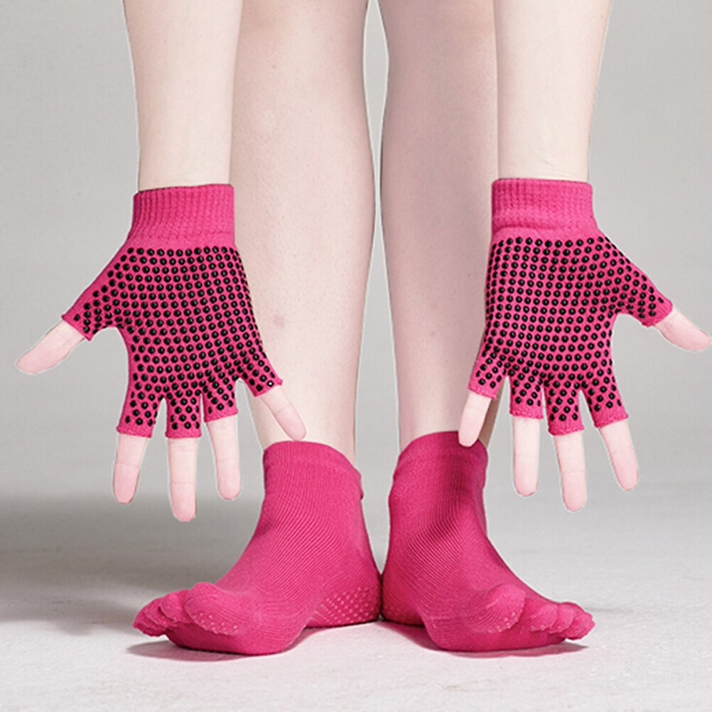 Knitting Pattern For Yoga Socks Us 741 47 Offmuseya Yoga Socks And Gloves Set Non Slip Grip With Silicone Dots Mittens In Womens Gloves From Apparel Accessories On