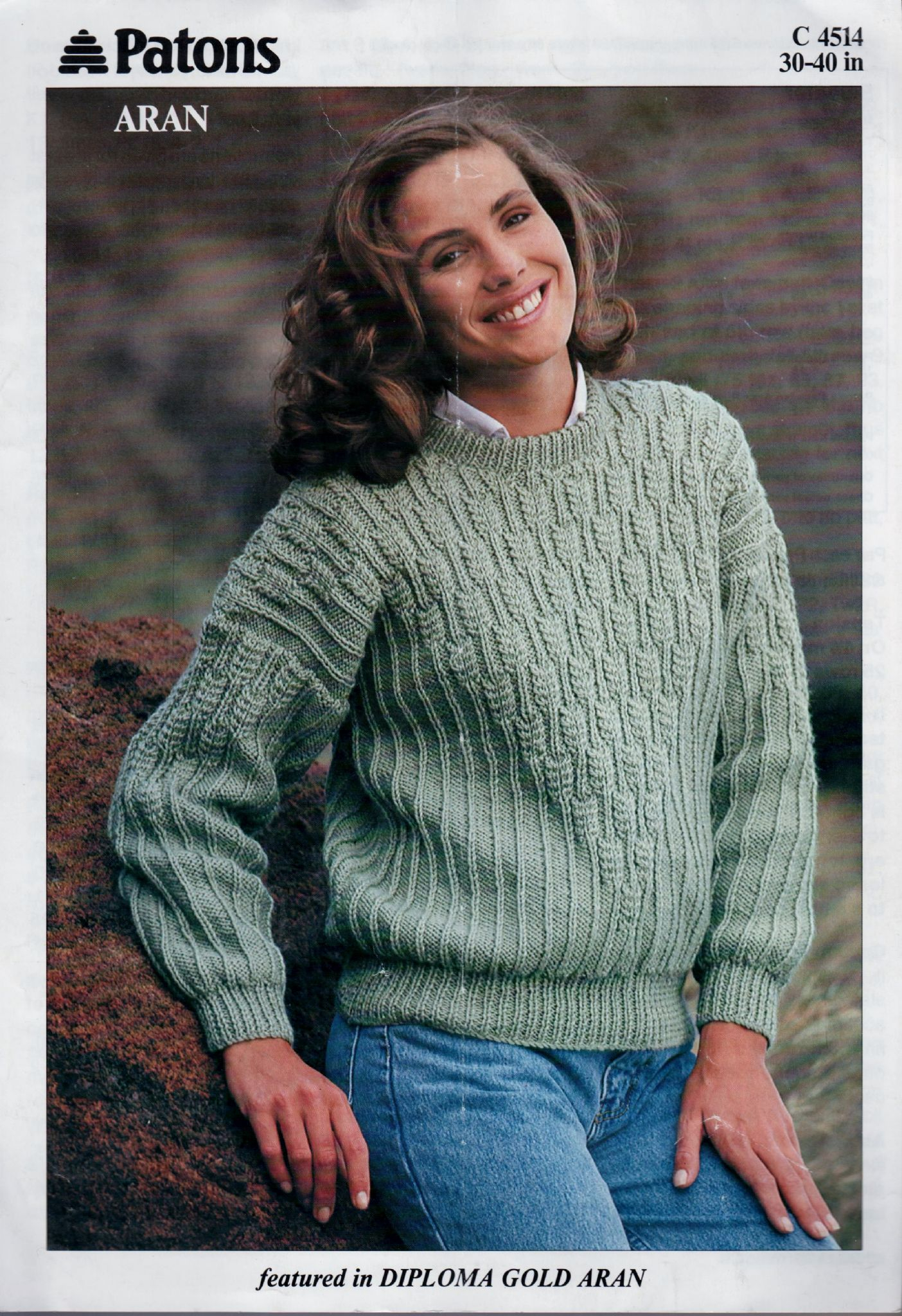 Knitting Patterns Aran Instant Pdf Digital Download Vintage Knitting Pattern Patons C4515 Ladies Aran Sweater Jumper 30 40