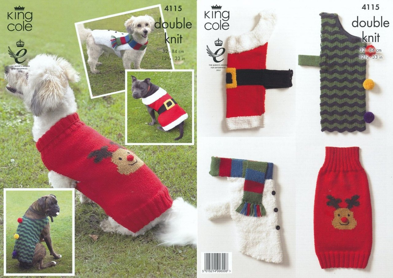 Knitting Patterns Dog Coats King Cole 4115 Knitting Pattern Christmas Dog Coats Knit In King Cole Dk