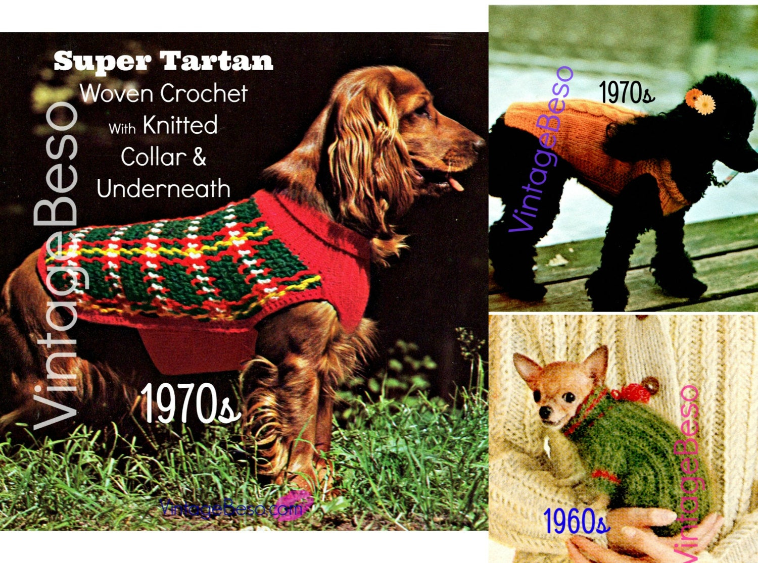 Knitting Patterns Dog Coats Three 3 Dog Knitting Patterns Instant Download Pdf