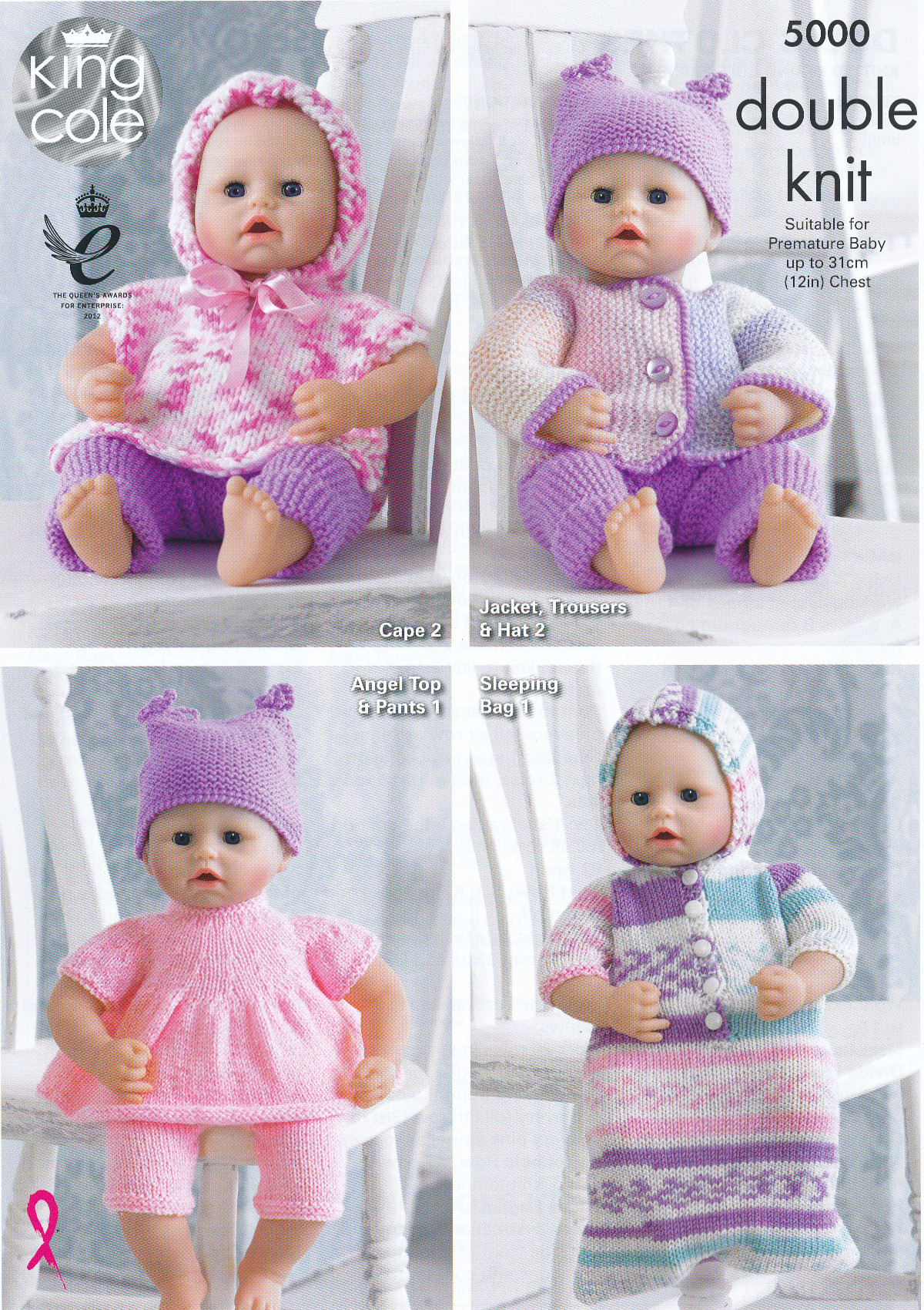 Knitting Patterns For Baby Dolls Clothes Details About King Cole Double Knitting Dk Pattern For Premature Ba Or Dolls Clothes 5000