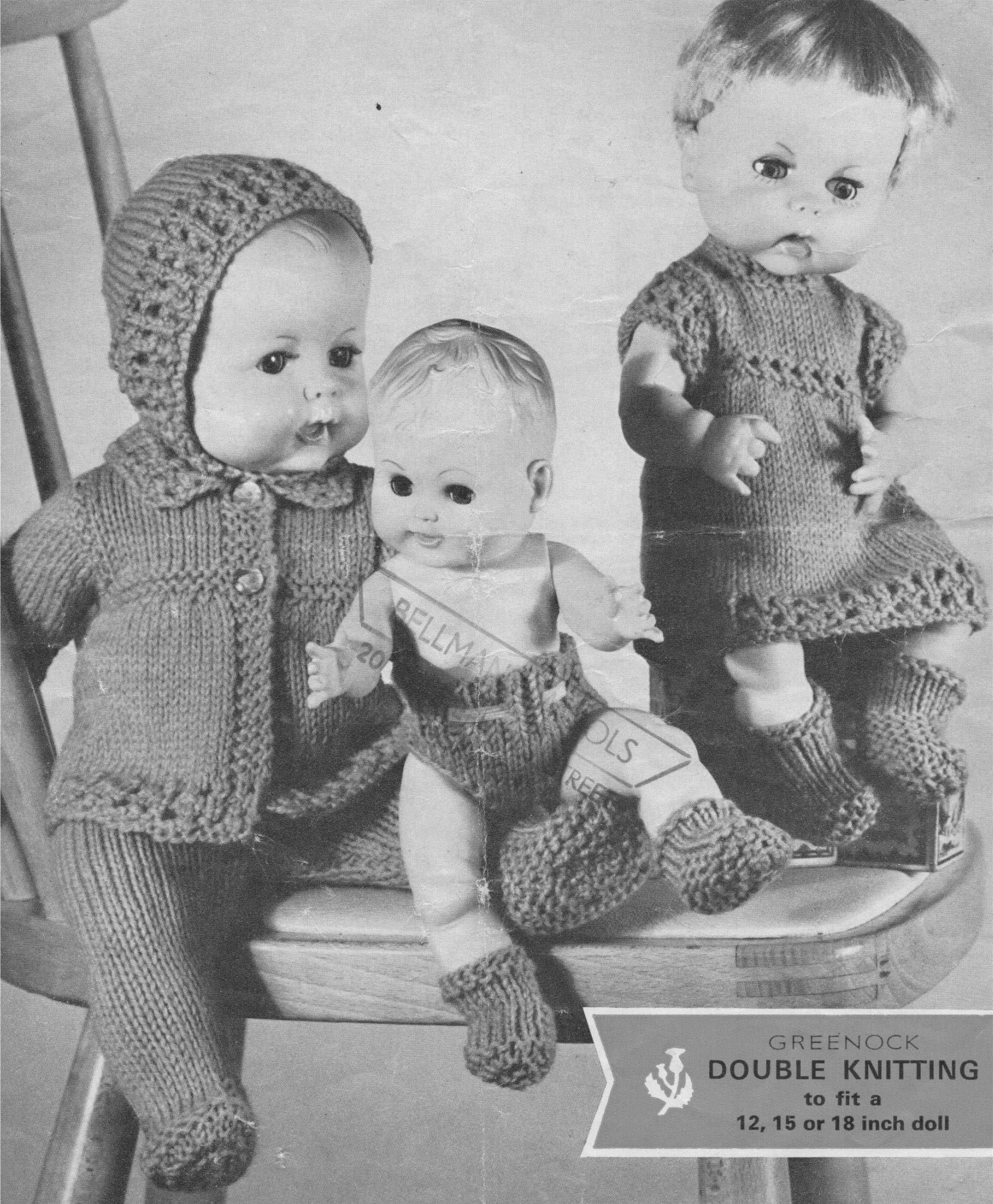 Knitting Patterns For Baby Dolls Clothes Dolls Clothes Knitting Pattern Pdf For 12 15 And 18 Inch Ba Doll Tiny Tears Ba Annabell Doll Vintage Knitting Patterns For Dolls