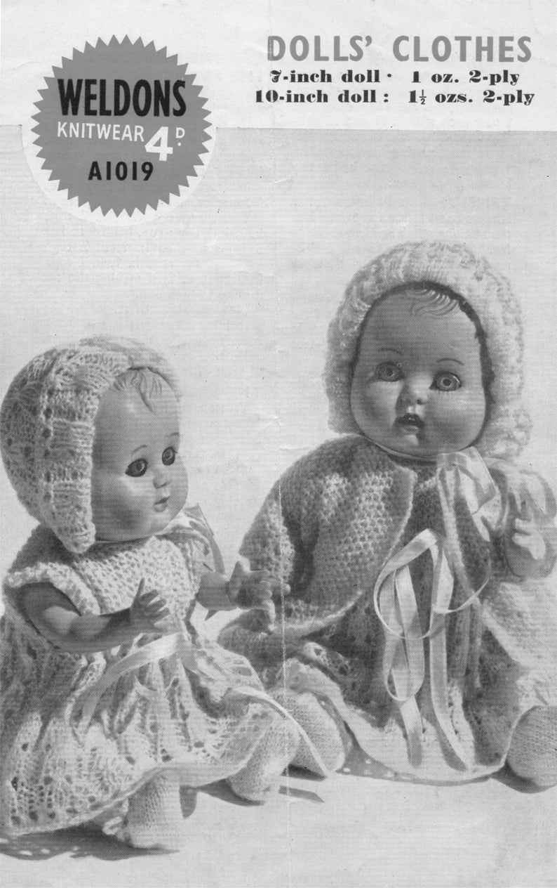 Knitting Patterns For Baby Dolls Clothes Dolls Clothes Knitting Pattern Pdf For 7 And 10 Inch Ba Doll Dolls Outfit Pattern Ba Reborn Dolls Vintage Knitting Patterns For Dolls