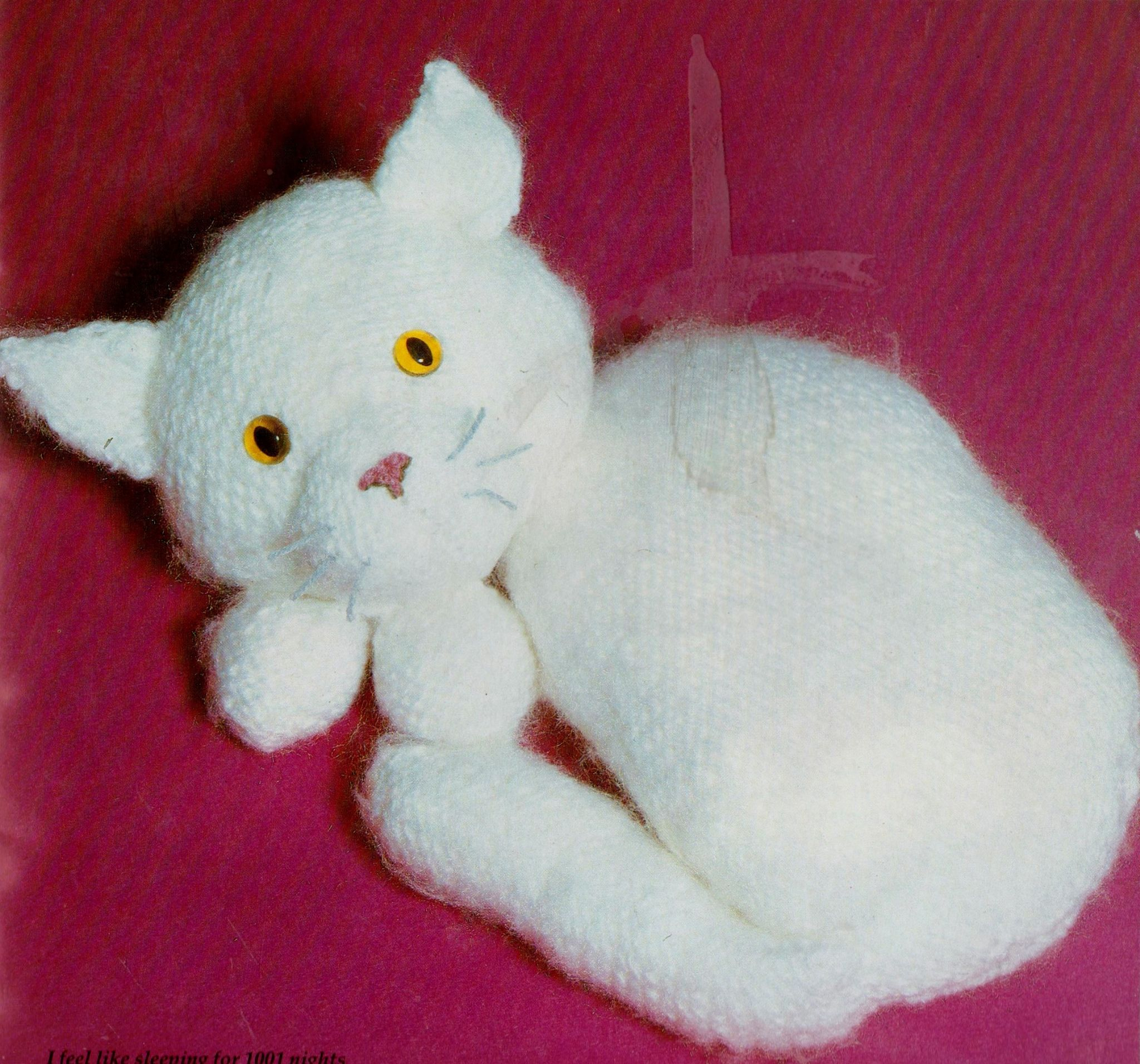 Knitting Patterns For Cat Toys Pdf Vintage Knitting Pattern To Make A Cute Sleeping Cat In Two