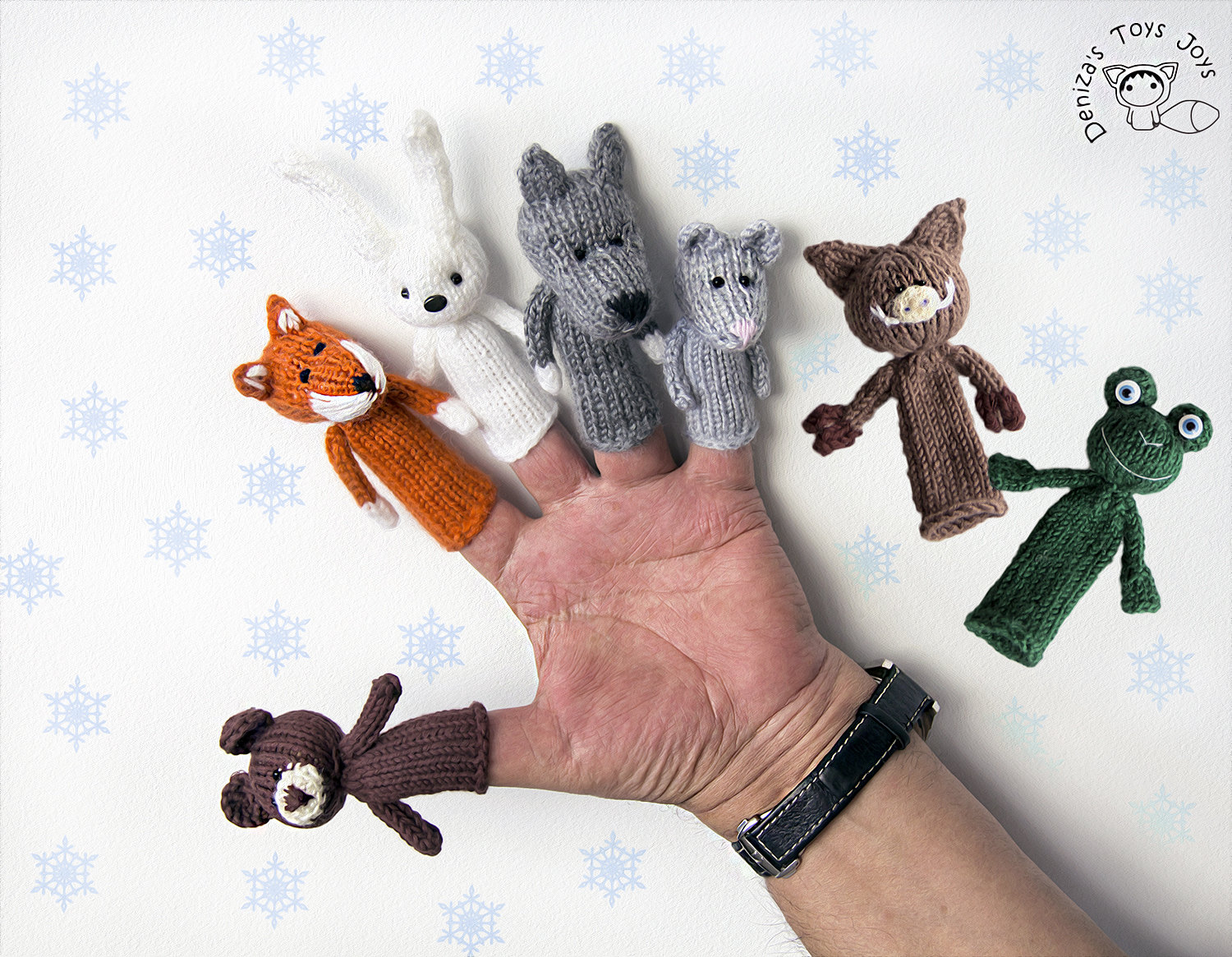 Knitting Patterns For Finger Puppets Finger Puppets Set Of 7 Knitting Patterns Knitted In The Round Fox Mouse Bear Boar Wolf Hare Frog Puppets