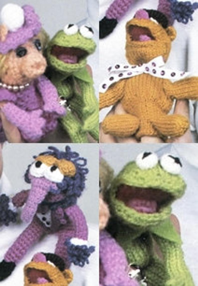 Knitting Patterns For Finger Puppets Puppet Knitting Pattern Vintage Finger Puppets Crochet Pattern Kermit Mspiggy Fozzy Gonzo Pdf Instant Download Toys Puppet Show