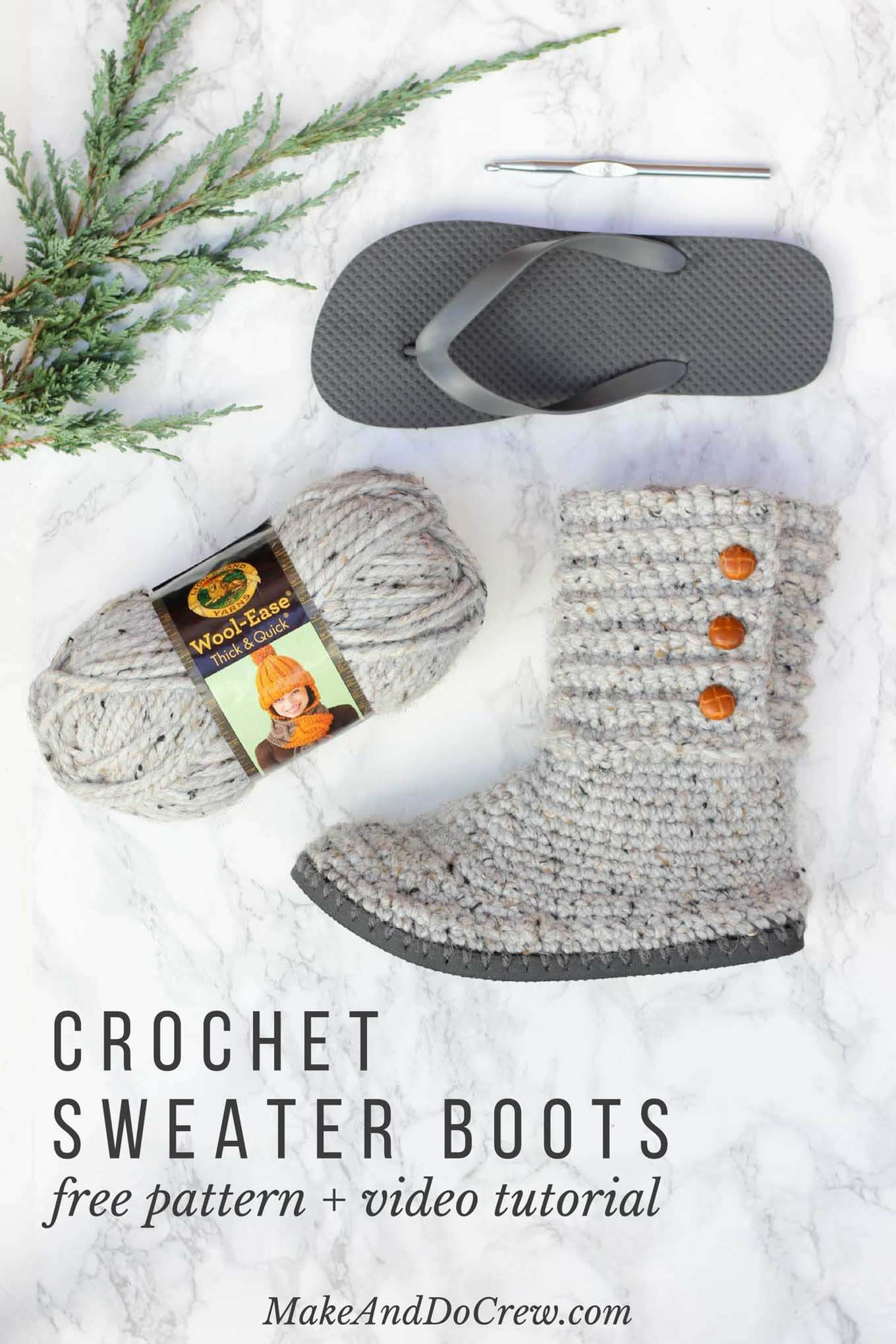 Knitting Patterns For Slipper Boots How To Crochet Boots With Flip Flops Free Pattern Video Tutorial