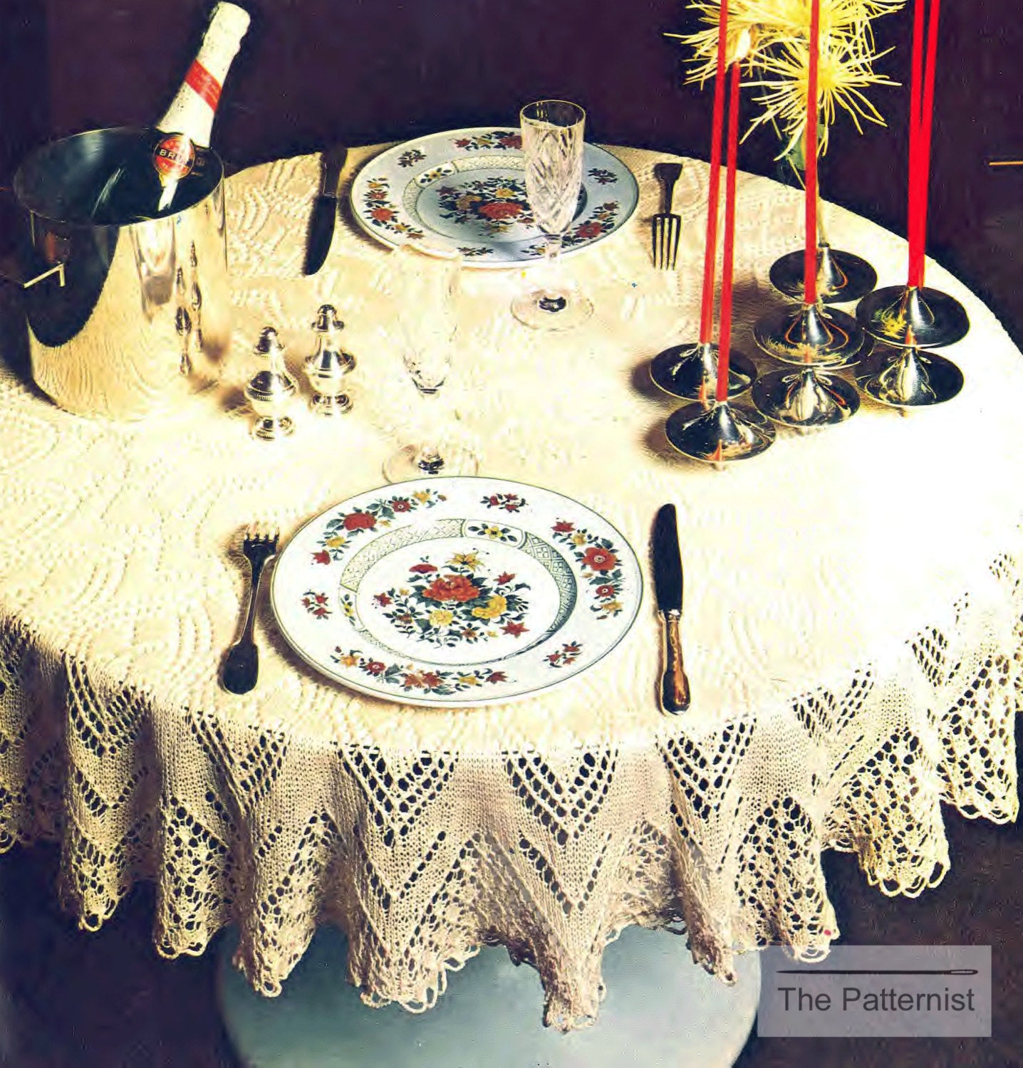 Knitting Patterns For Tablecloths Circular Tablecloth Knitting Pattern Vintage Round 52 Inch Diameter Row Row Pdf Instant Download Sku 49 9