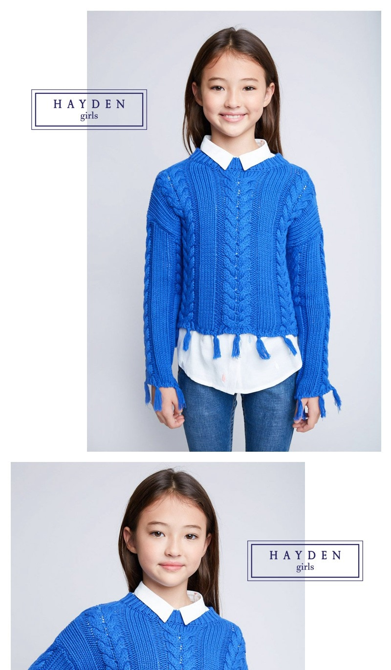 Knitting Patterns For Teenage Sweaters Us 2792 35 Offhayden Girls Knitted Sweater Kids Solid Pullover Sweaters Teen Girls Crop Knitwear Knitting Patterns Childrens Tassel Sweaters In