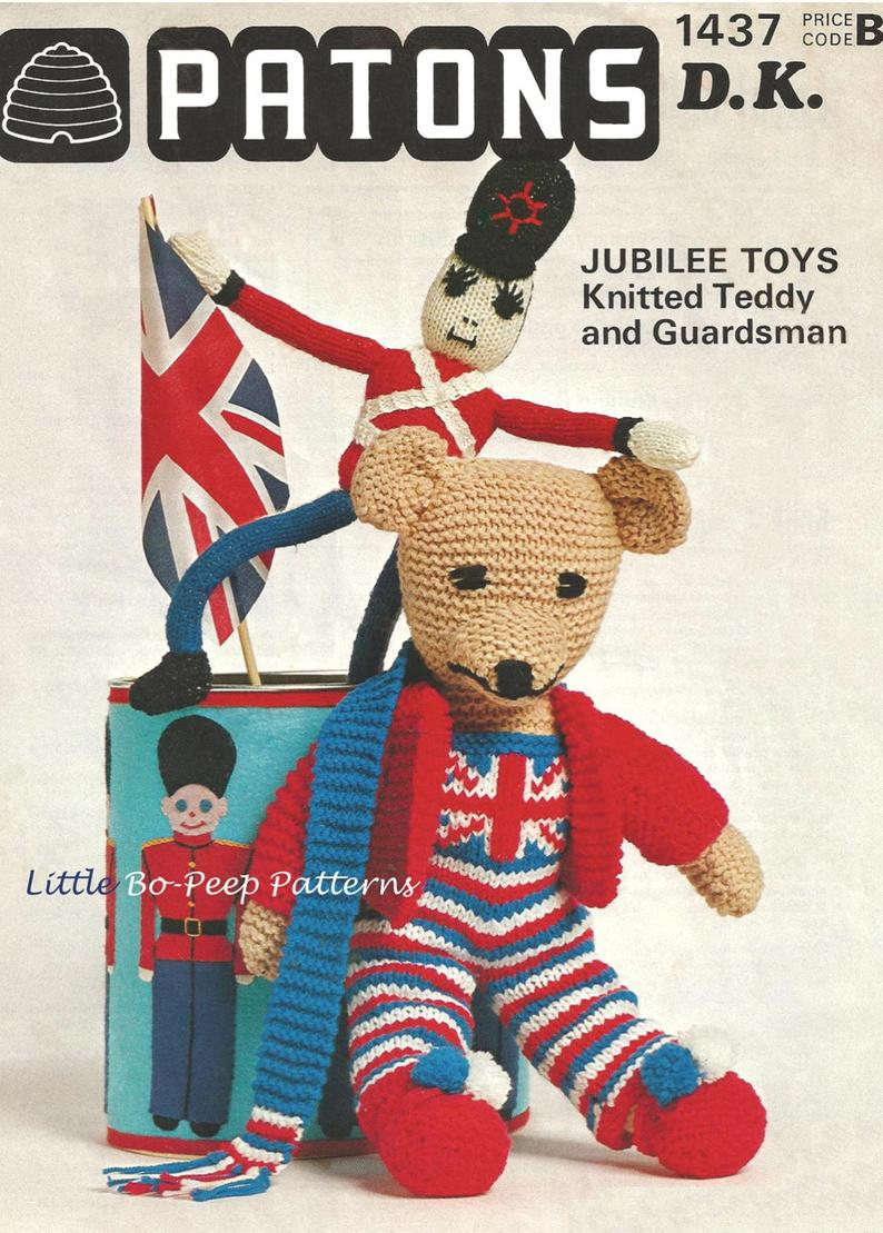 Knitting Patterns For Toys Uk Union Jack Teddy Bear And Guardsman Knitting Pattern Download