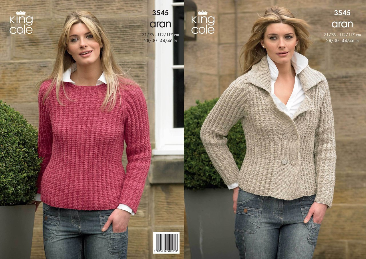 Knitting Patterns For Women King Cole 3545 Knitting Pattern Jacket And Sweater In King Cole Fashion Aran