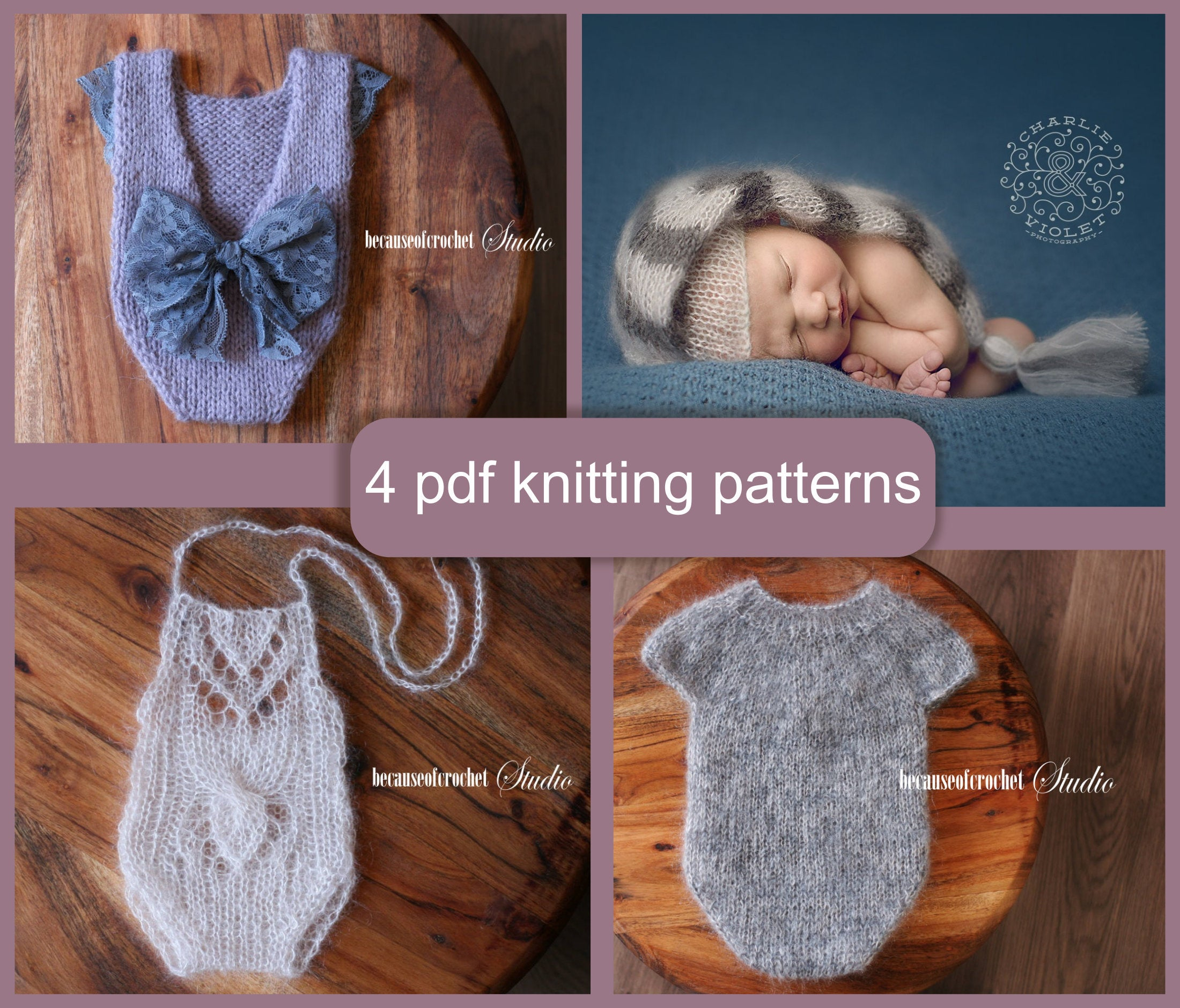 Knitting Patterns Newborn 4 Pdf Knitting Patterns Newborn Prop Ba Rompers And Hat Written In Us Terms Skill Level Intermediate