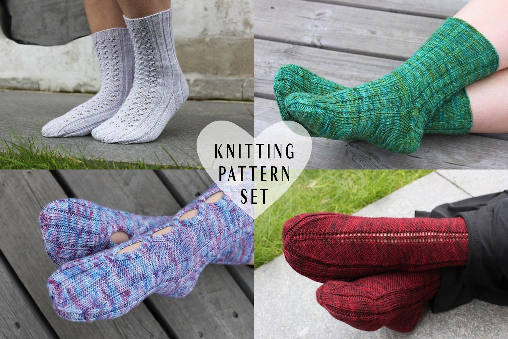 Knitting Sock Patterns Knitting Pattern Bundle Socks Knit Socks Knitted Socks Rib Lace Open Cable Socks Diy Socks Pattern Set Knitter Gift Project Feet