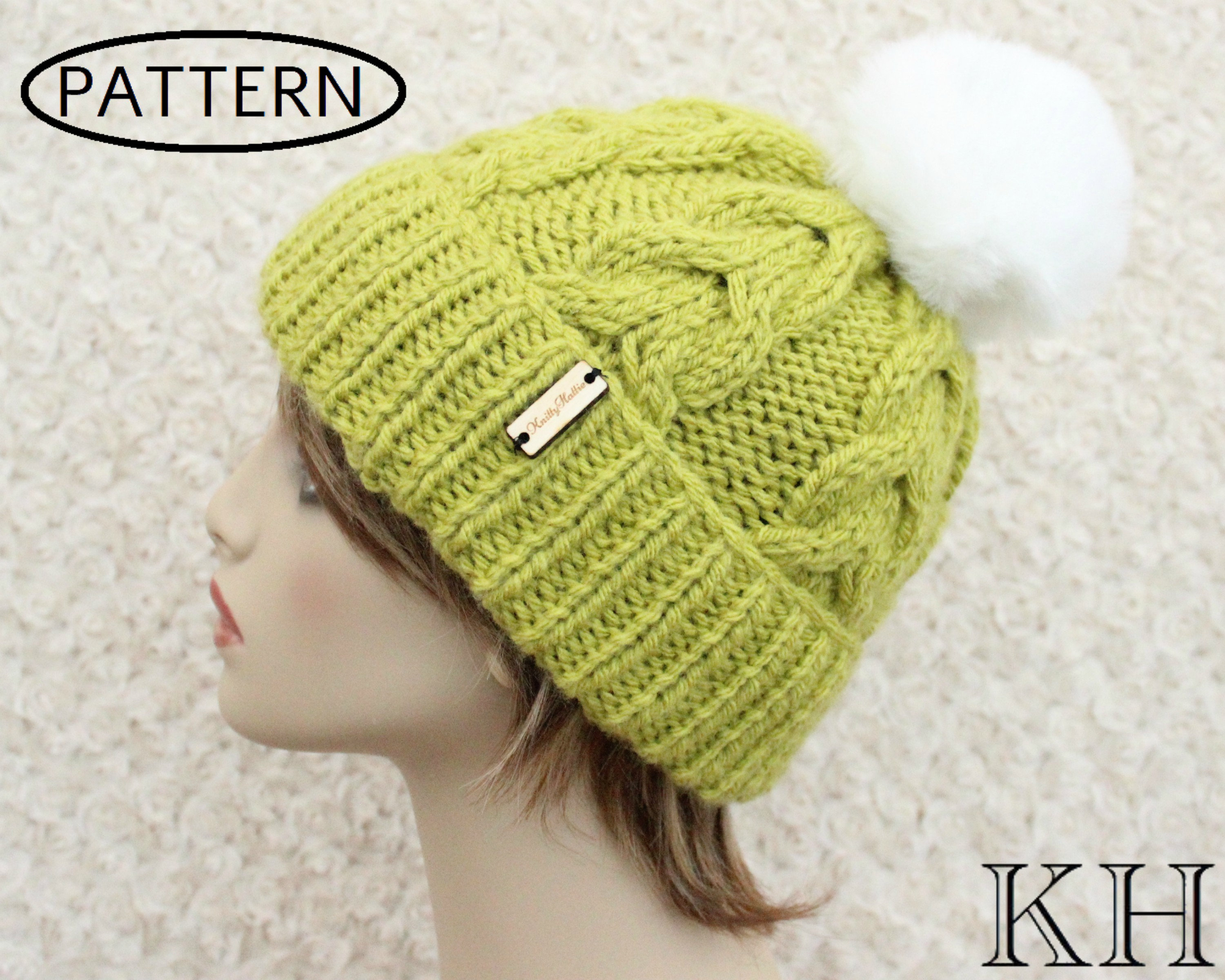 Ladies Knitted Hat Patterns Knitting Pattern Ladies Beanie Hat Womens Pompom Hat Teen Winter Hat Pattern Bulky Knitted Hat Chunky Knitted Hat Kp504