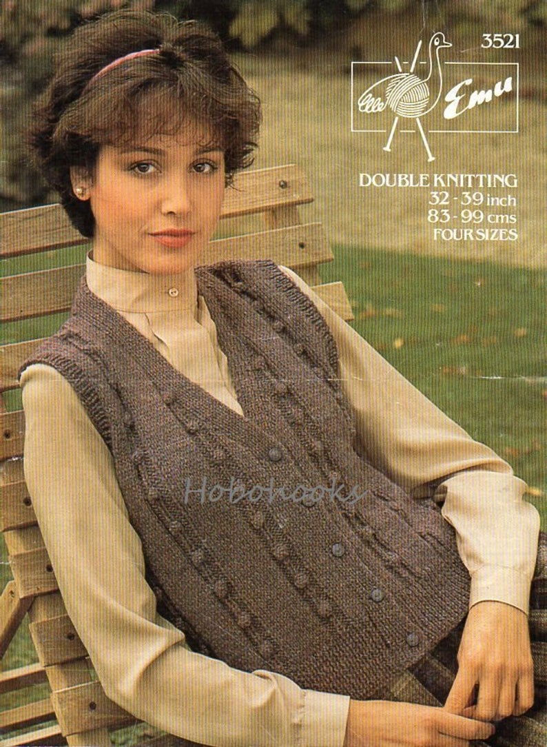 Ladies Waistcoat Knitting Pattern Womens Waistcoat Knitting Pattern Pdf Ladies Vest Sleeveless Cardigan Bobble Stitch 32 39 Inch Dk Light Worsted 8ply Pdf Instant Download