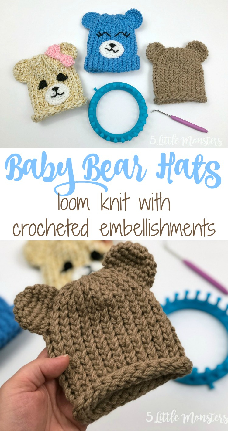 Loom Knit Hat Patterns Free 5 Little Monsters Embellished Loom Knit Hats Ba Bears