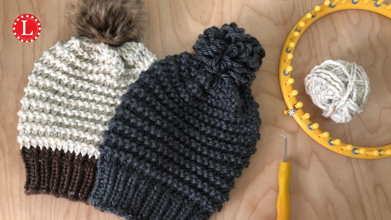 Loom Knit Hat Patterns Free Loom Knitting Hat Pattern Easy Garter Stitch Beanie Slouchy