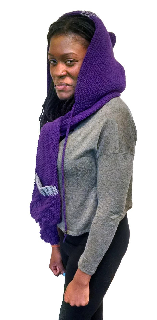 Loom Knit Hooded Scarf Pattern Instant Download Loom Knitting Pattern Easy Scoodie Hooded Scarf