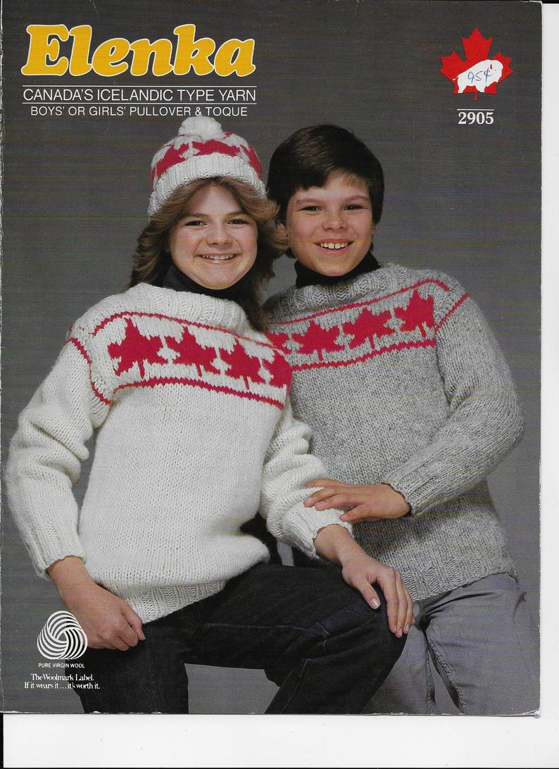 Lopi Knitting Patterns Pdf 2905 White Buffalo Lopi Knitting Pattern Childs Pattern Sizes 2 12 Canadian Maple Leaf Sweater Touque Instant Download