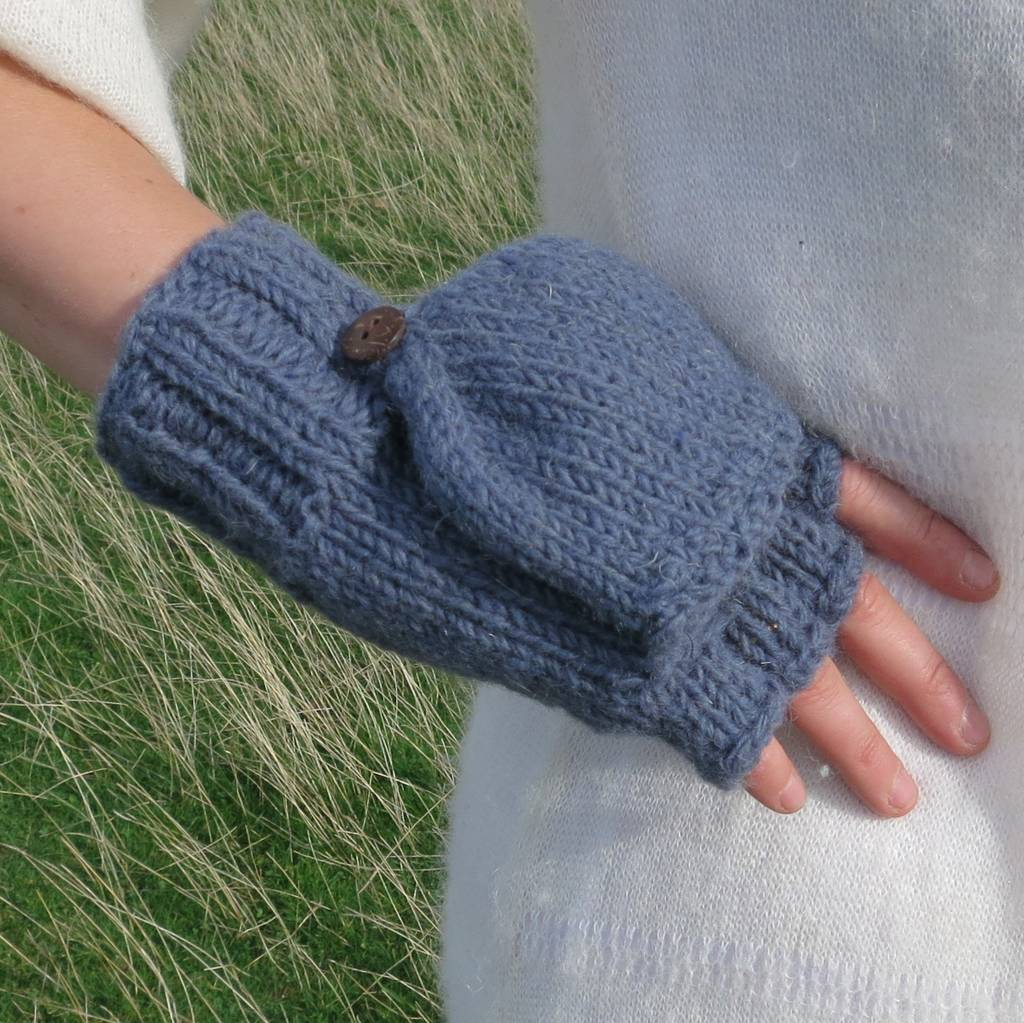 Mens Fingerless Gloves Knitting Pattern Fair Trade Knit Wool Fleece Mitten Fingerless Gloves
