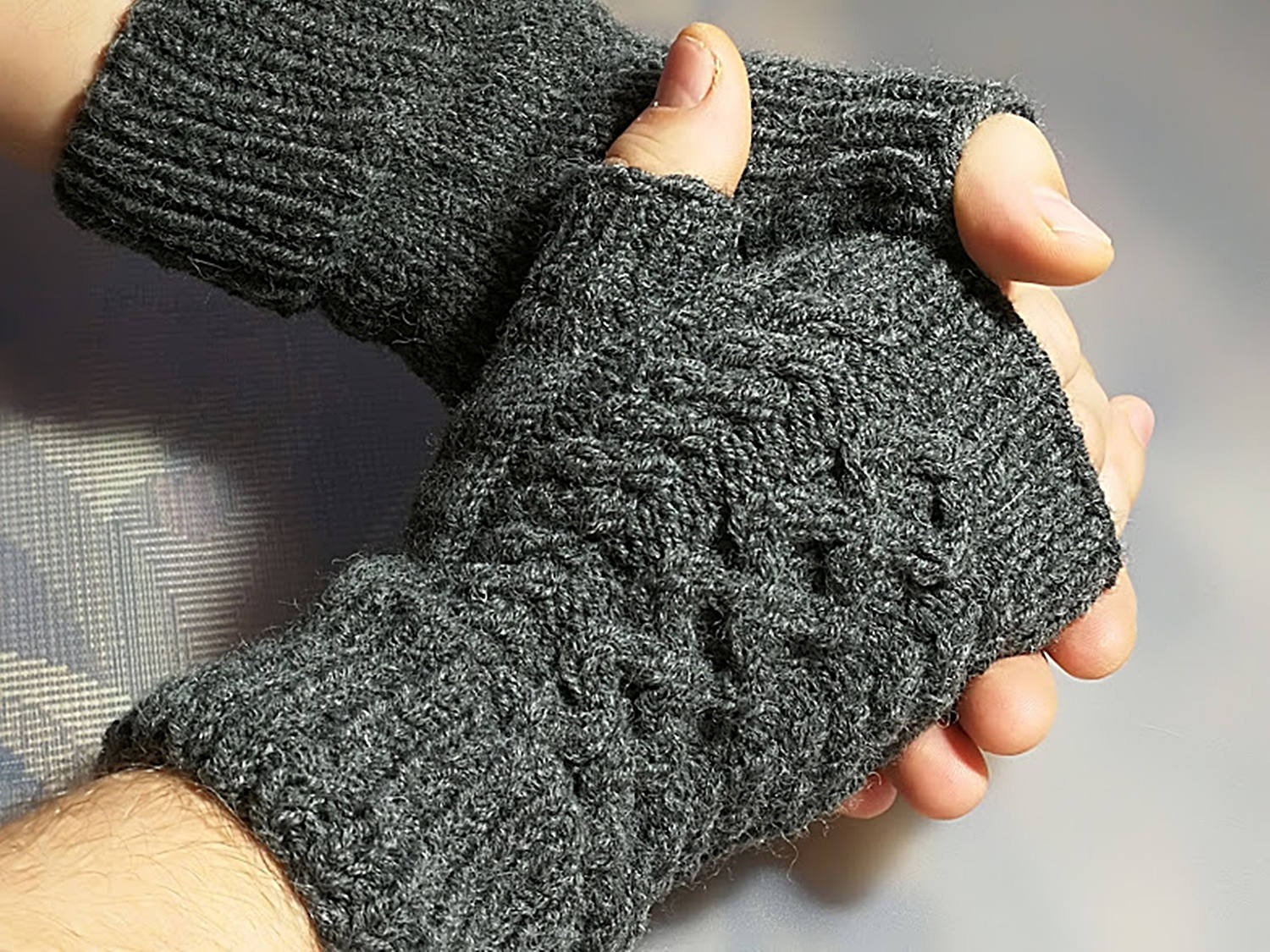 Mens Fingerless Gloves Knitting Pattern Mens Fingerless Gloves Mens Arm Warmers Grey Mens Wool Gloves Mens Grey Knit Gloves