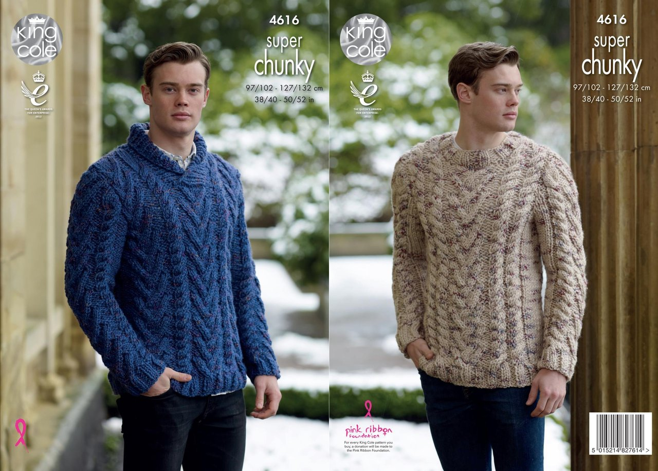 Mens Knit Patterns King Cole 4616 Knitting Pattern Mens Sweaters In King Cole Big Value Super Chunky Twist