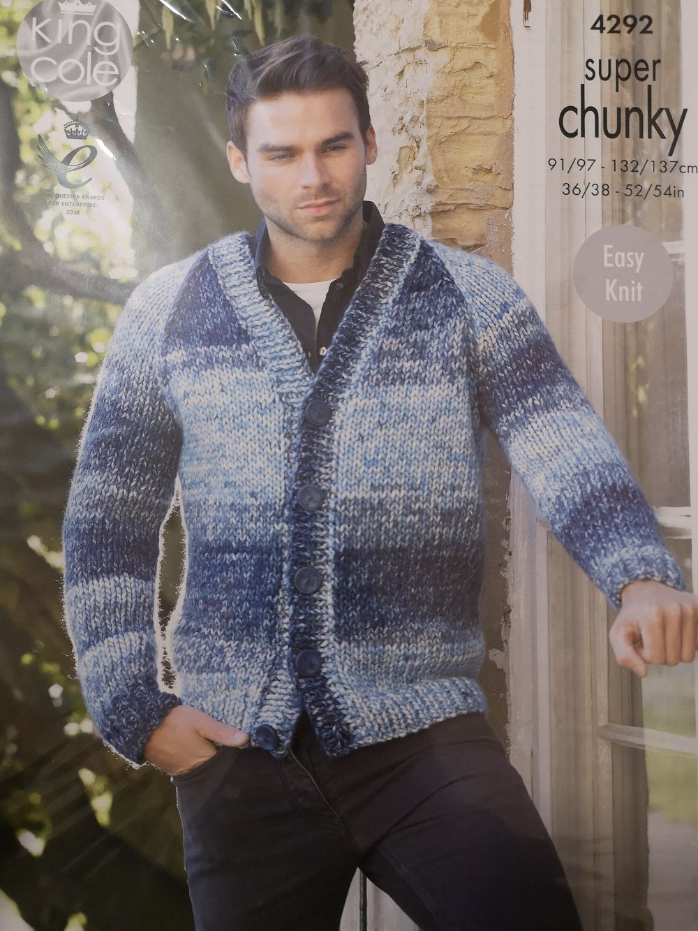 Mens Knit Patterns King Cole Mens Sweater Cardigan Super Chunky Knitting Pattern 4292