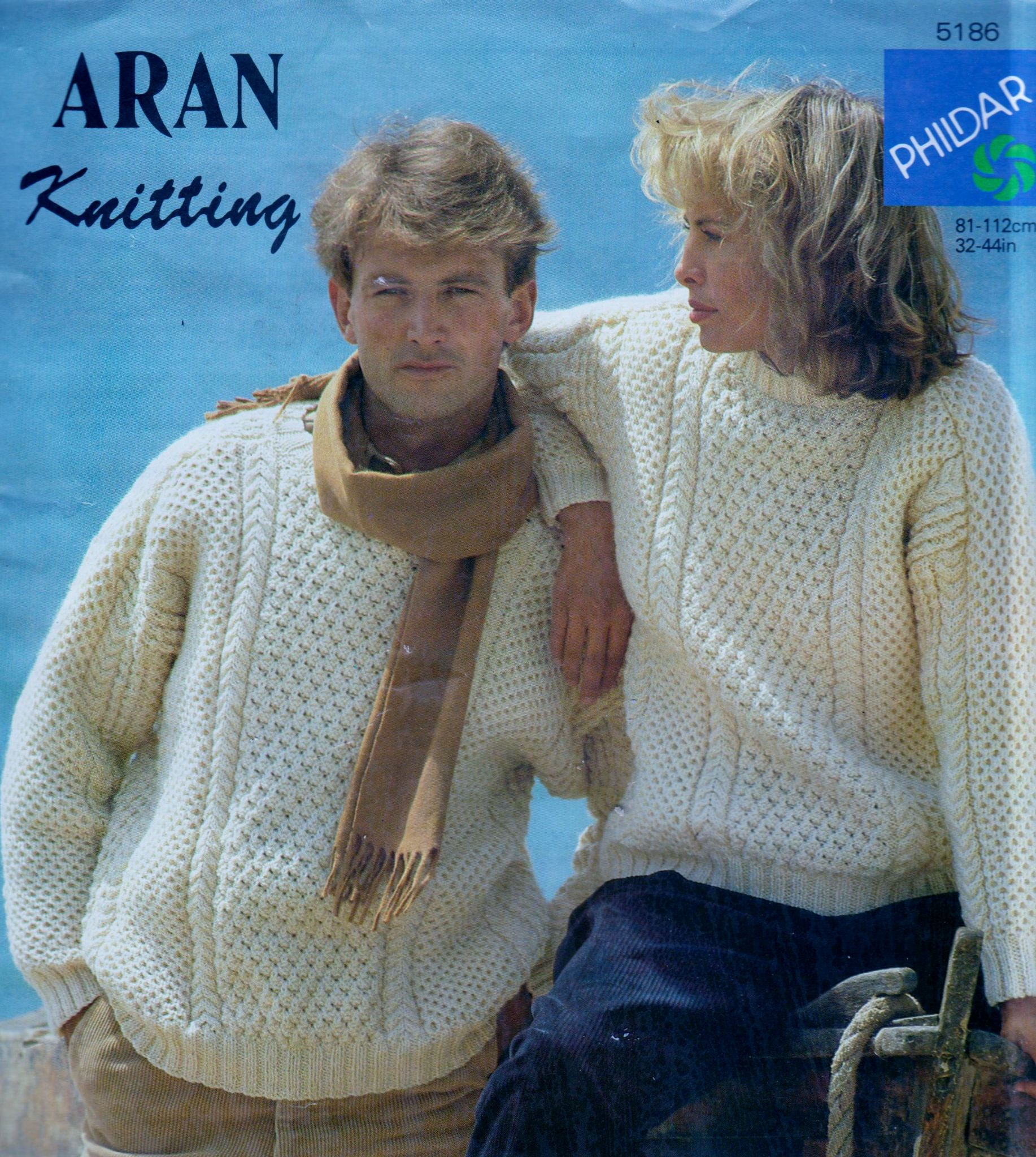 Mens Knit Patterns Original Vintage Aran Knitting Pattern Ladies Mens Sweater Jumper Chest 32 44