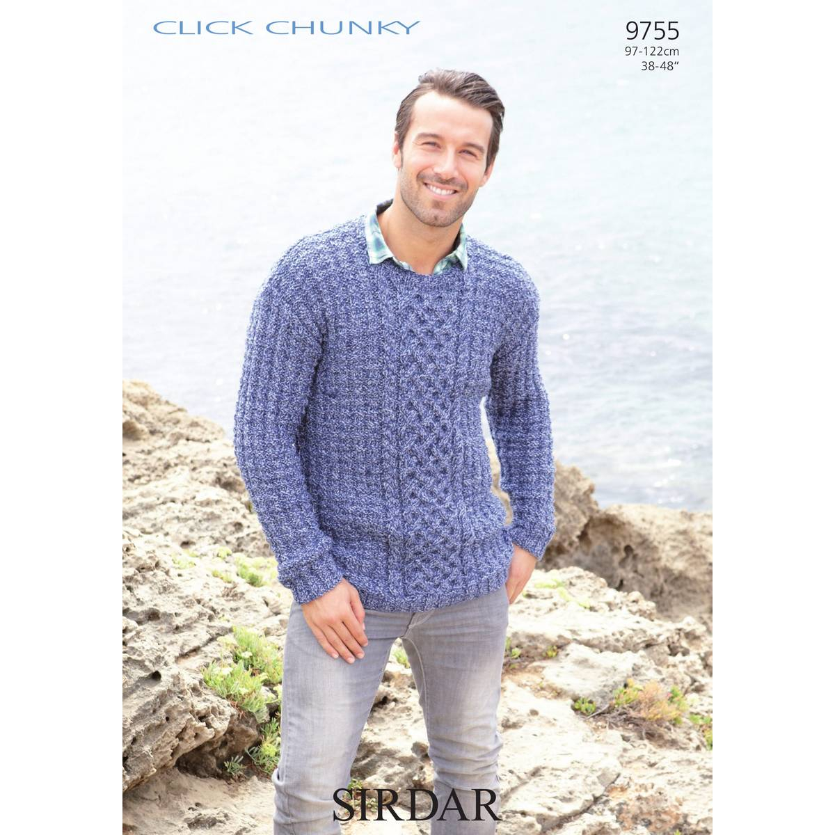 Mens Knit Patterns Sirdar Click Chunky Mens Jumper Digital Pattern 9755