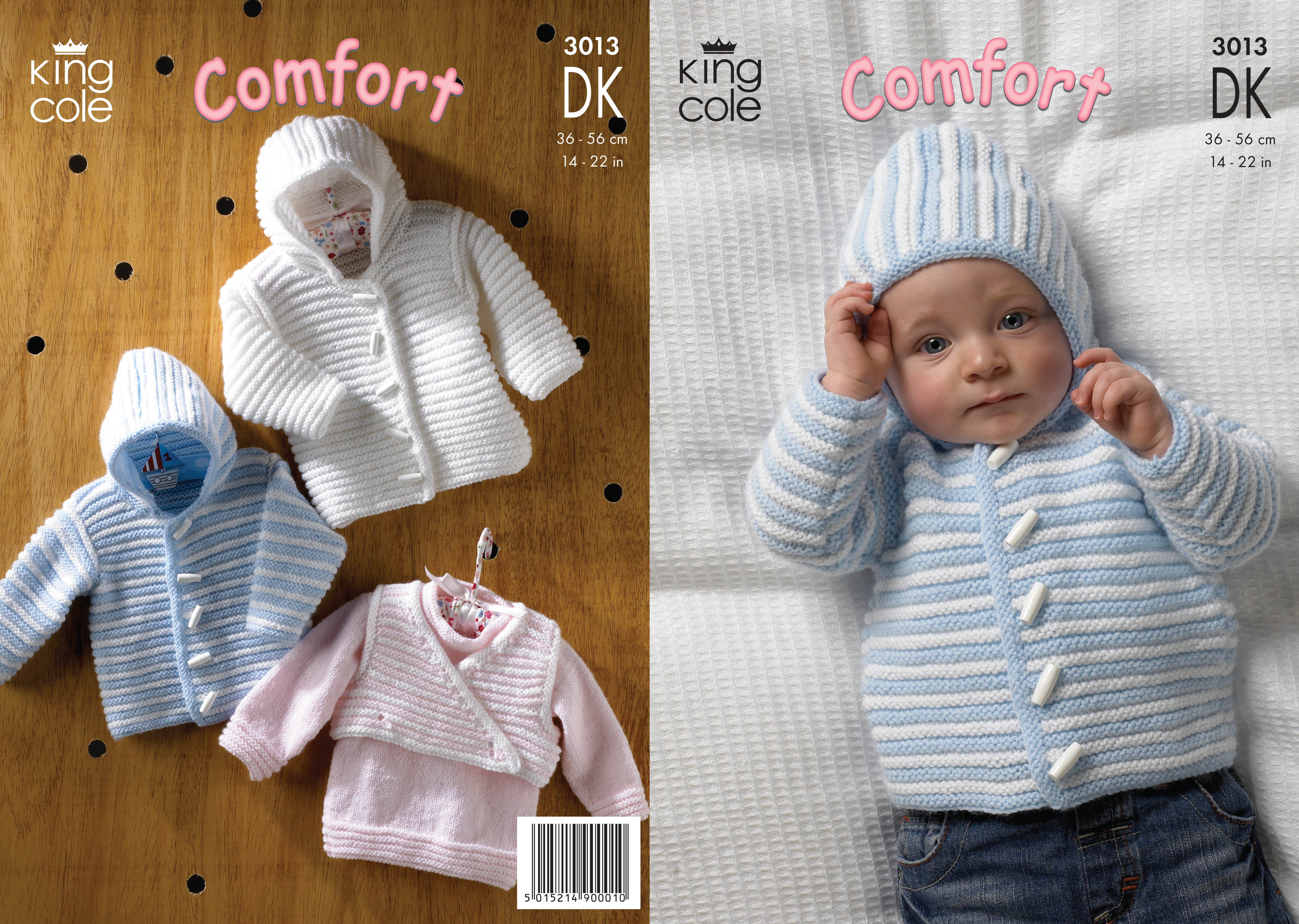 Newborn Knit Patterns Details About Ba Double Knitting Dk Pattern King Cole Striped Jacket Sweater Bodywarmer 3013