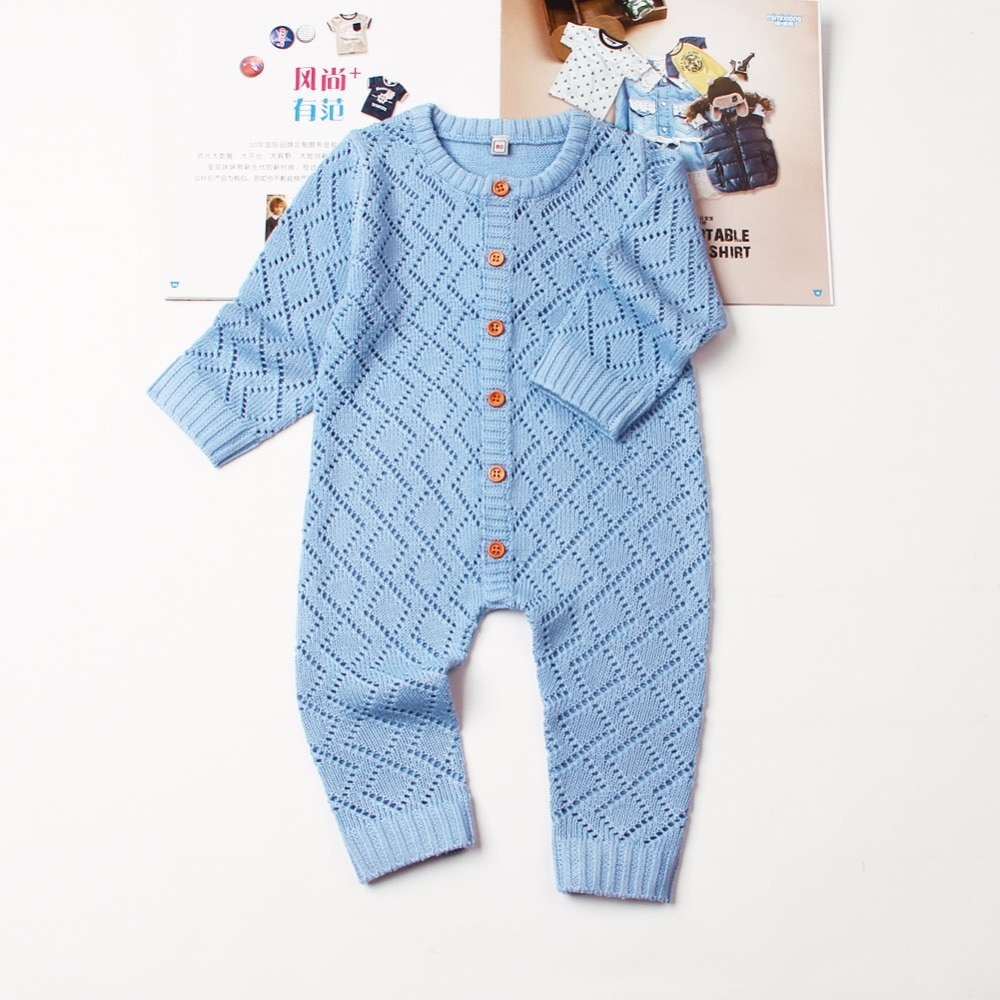 Newborn Knit Patterns Us 1192 46 Offba Girls Rompers Long Sleeve Knitting Pattern Boys Overalls For Newborns Jumpsuits One Piece Autumn Toddler Infant Clothes 0 2 In