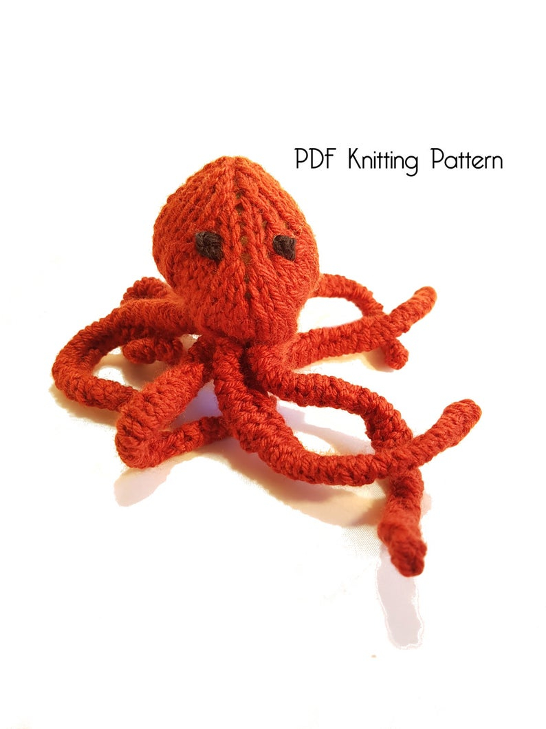 Octopus Knitting Pattern Knitted Octopus Pdf Pattern Knitting Pattern Diy Amigurumi Knitted Octopus Stuffed Animal Stuffed Toy Hand Knit Toy Gift