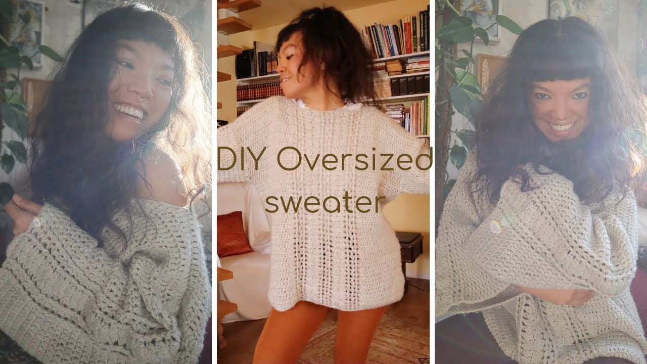 Off The Shoulder Sweater Knitting Pattern Diy Crochet Oversized Sweatercrochet Off Shoulder Sweater Tutorial 3rdvlog