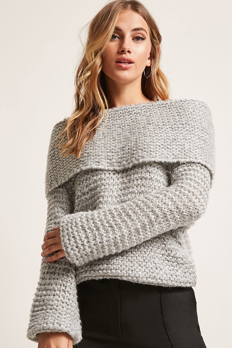 Off The Shoulder Sweater Knitting Pattern Marled Honeycomb Knit Off The Shoulder Sweater