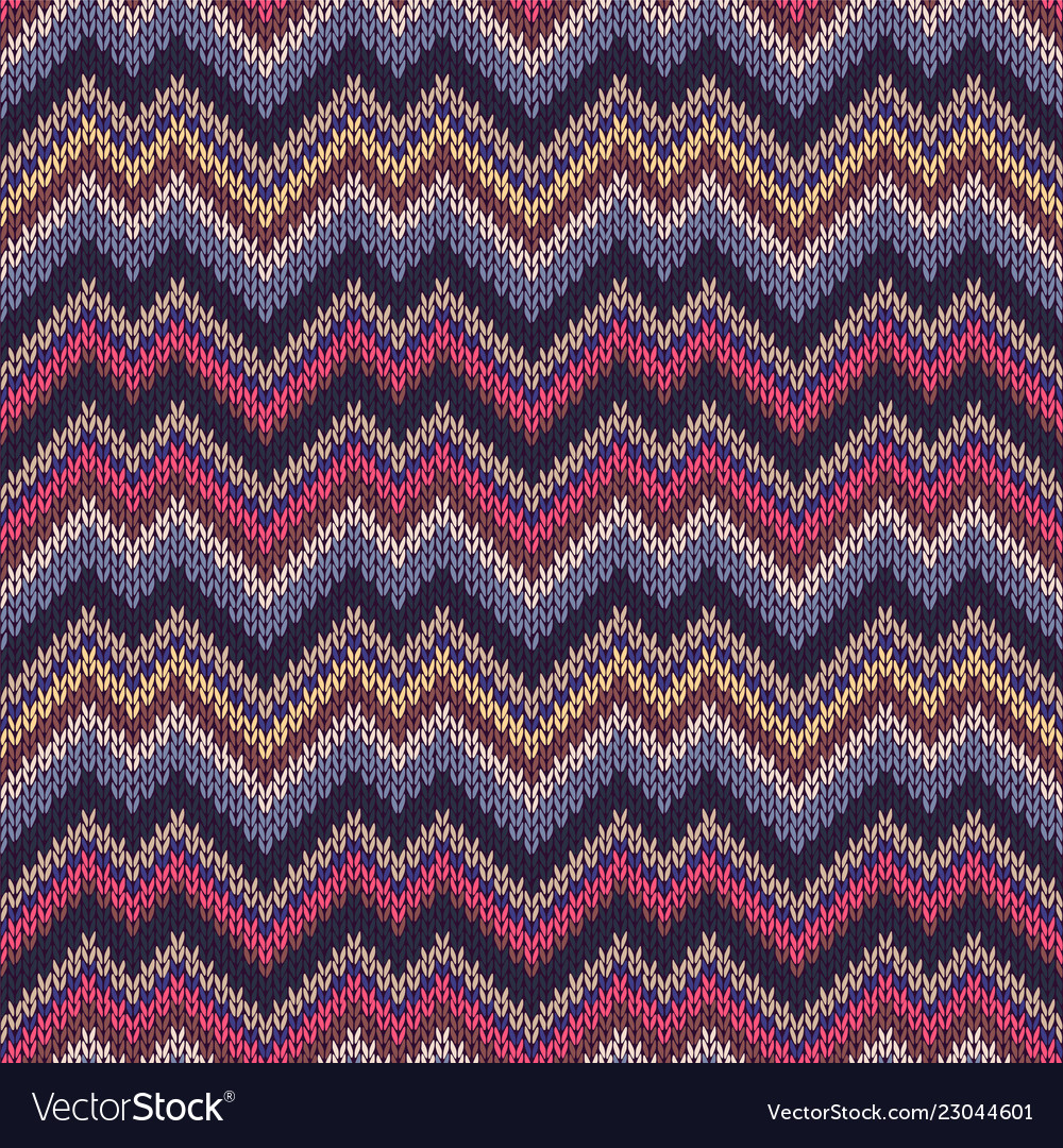 Pattern Knit Multicolor Seamless Knit Pattern Zigzag Embroidery