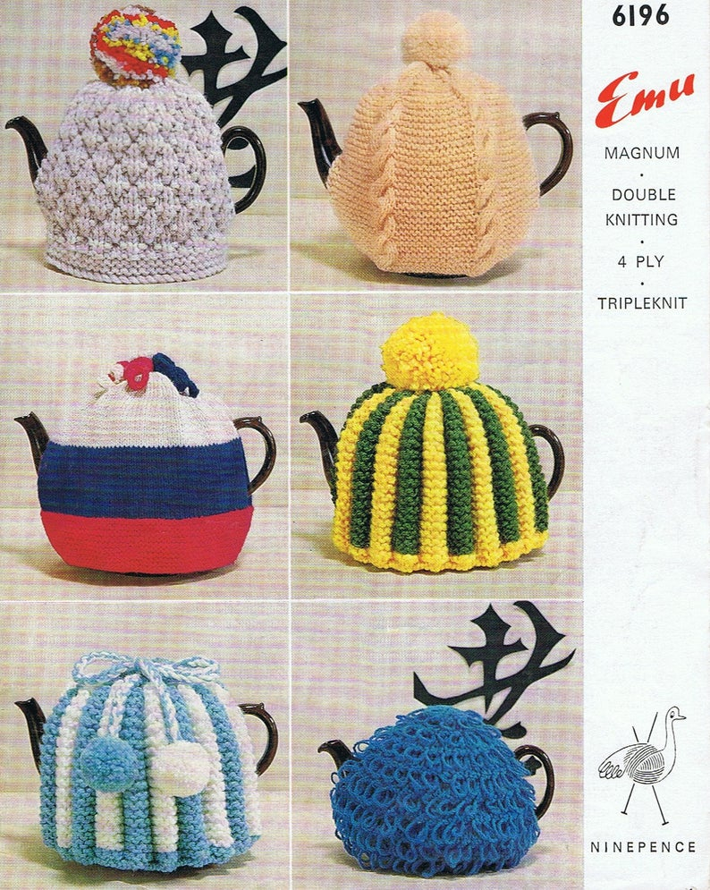 Patterns For Knitted Tea Cosies 1960s Retro Tea Cosy Pattern 6 Knitting Patterns Tea Cozy Pdf Six Patterns T153 Vintage