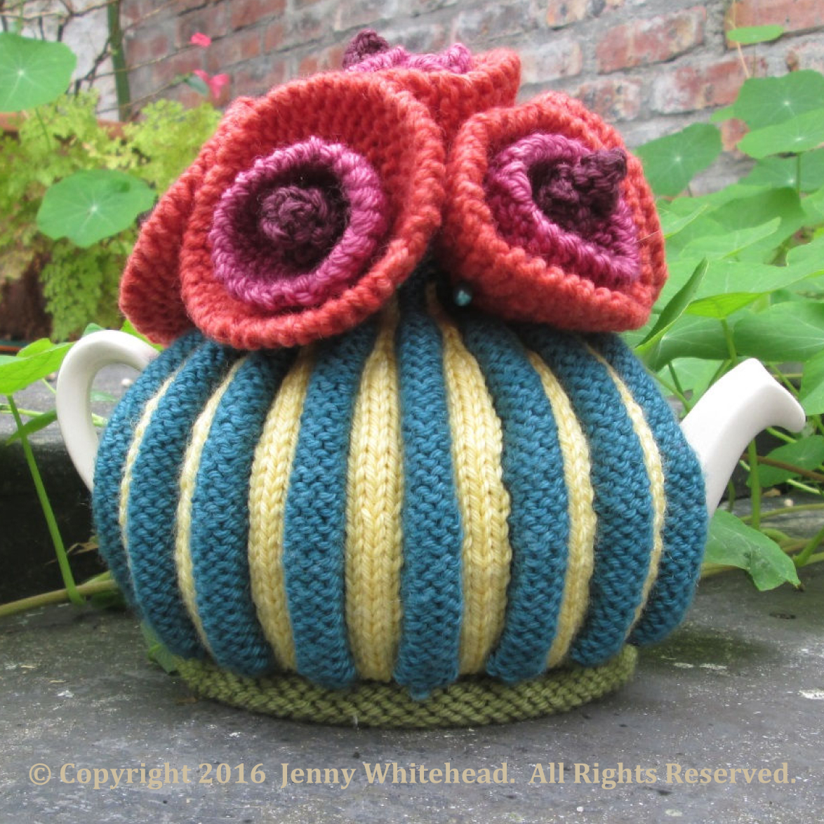 Patterns For Knitted Tea Cosies Flower Power Tea Cosy Jenny Whitehead