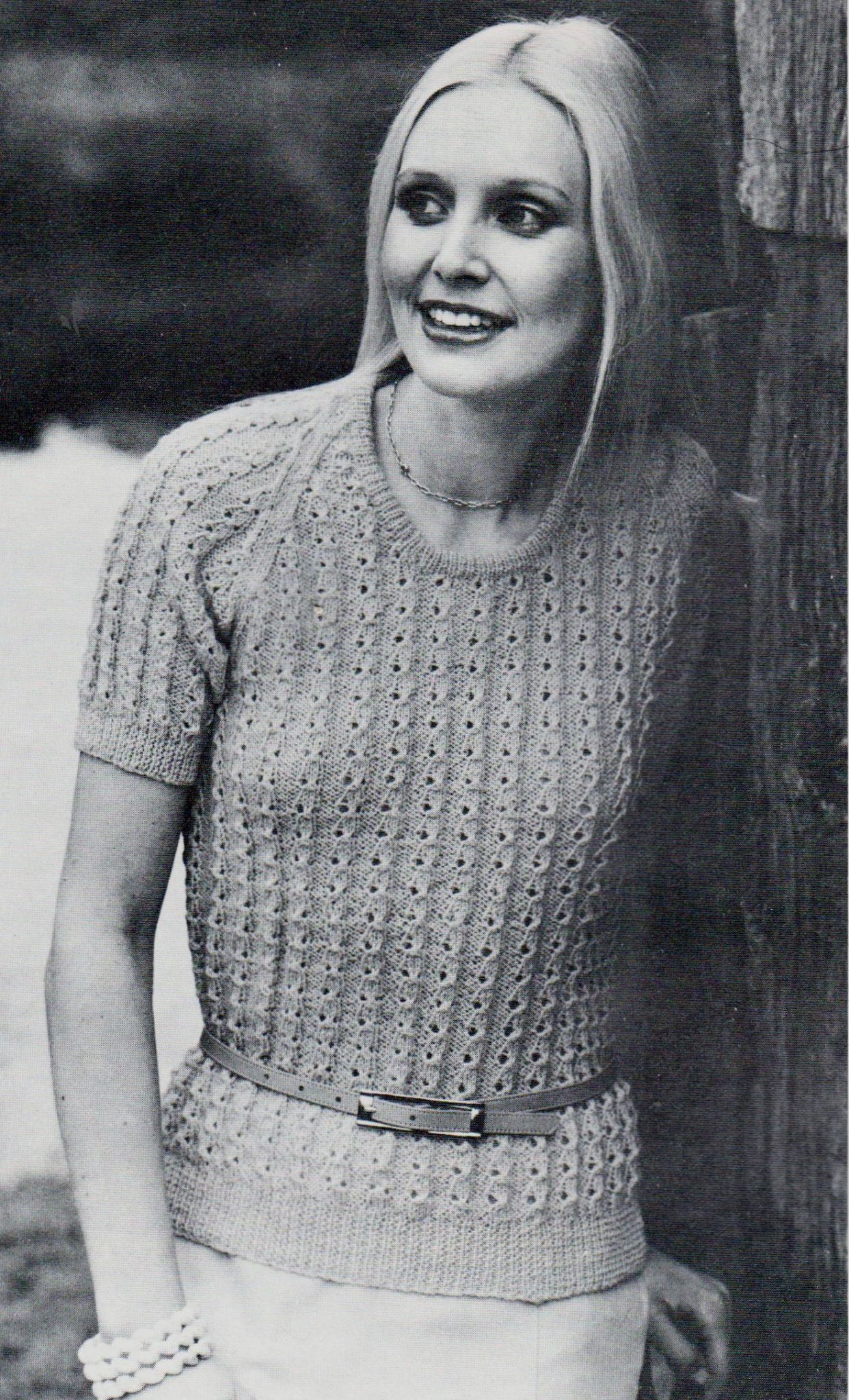 Patterns To Knit Pdf Digital Download Vintage Knitting Pattern To Make A Ladies Short Sleeve Sweater In Openwork Rib Easy To Knit In 4 Ply Bust 32 40