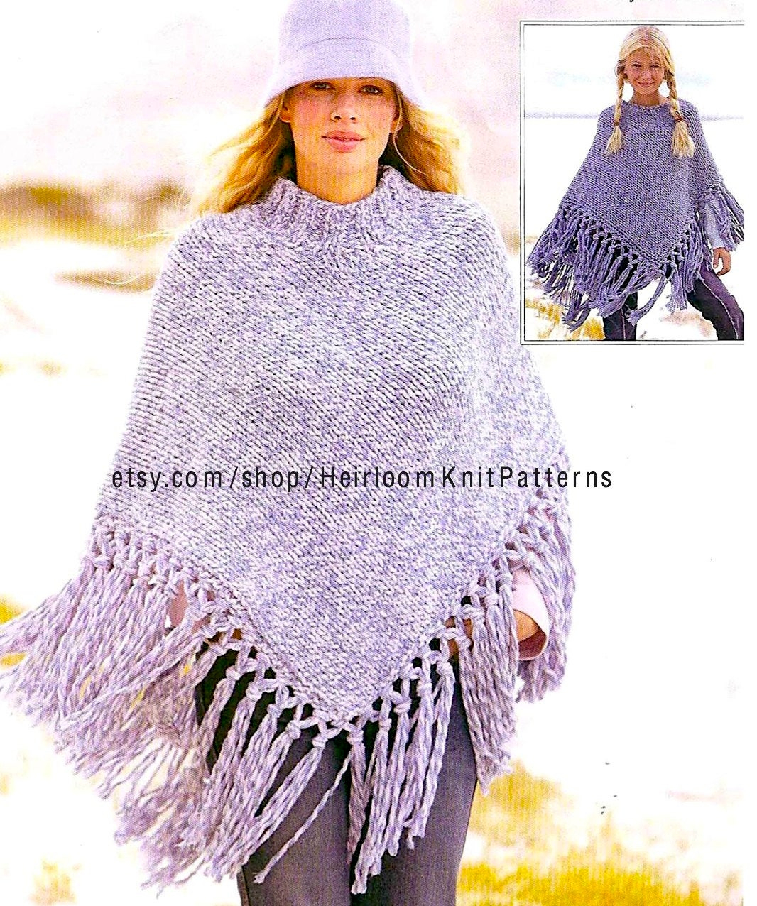 Poncho Knitting Pattern Chunky Chunky Poncho Knitting Pattern Girls Womens Poncho Pattern 7 Years To Adult Instant Download Pdf Pattern 2103